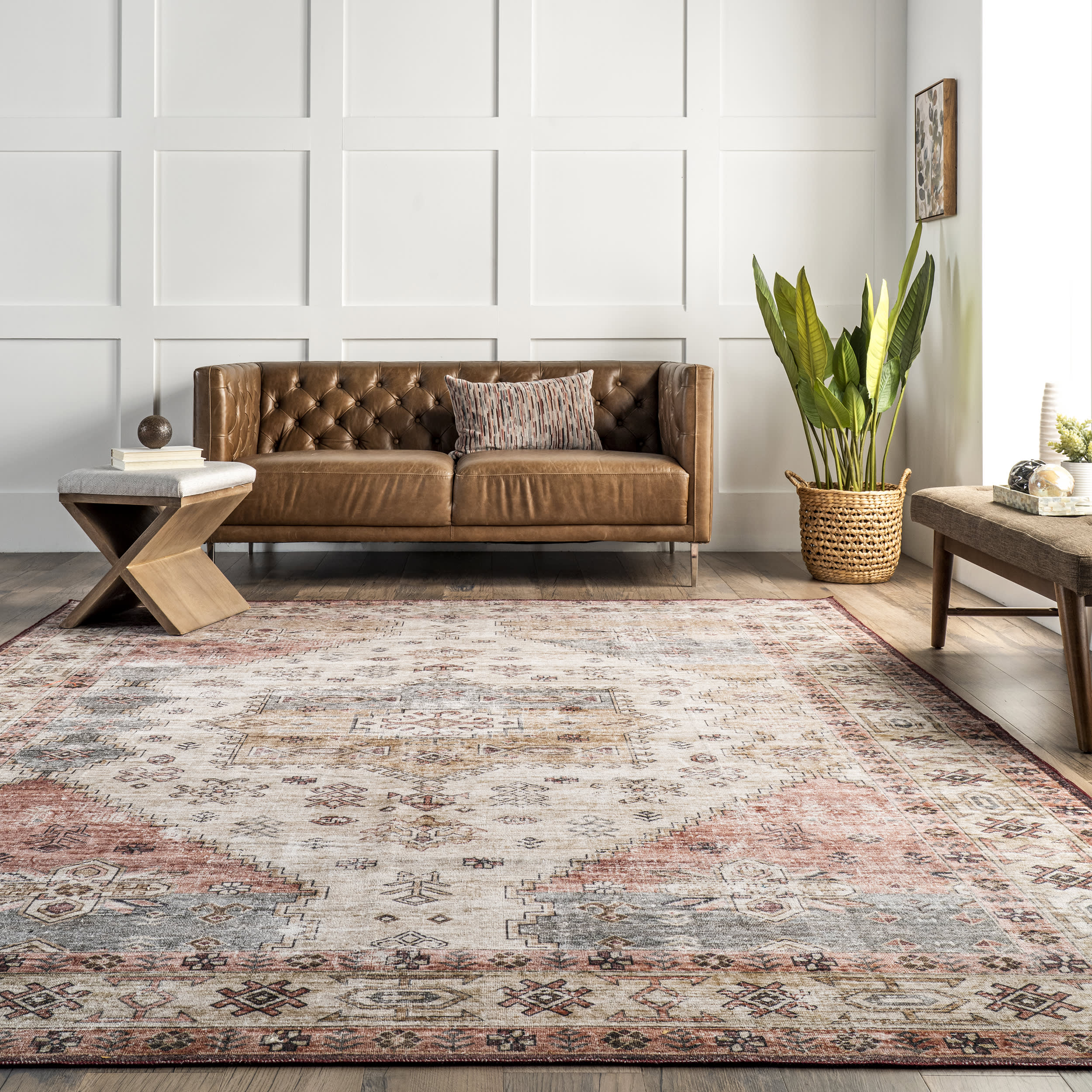 Joyce Medallion Washable Rug | Multicolor - Image 4