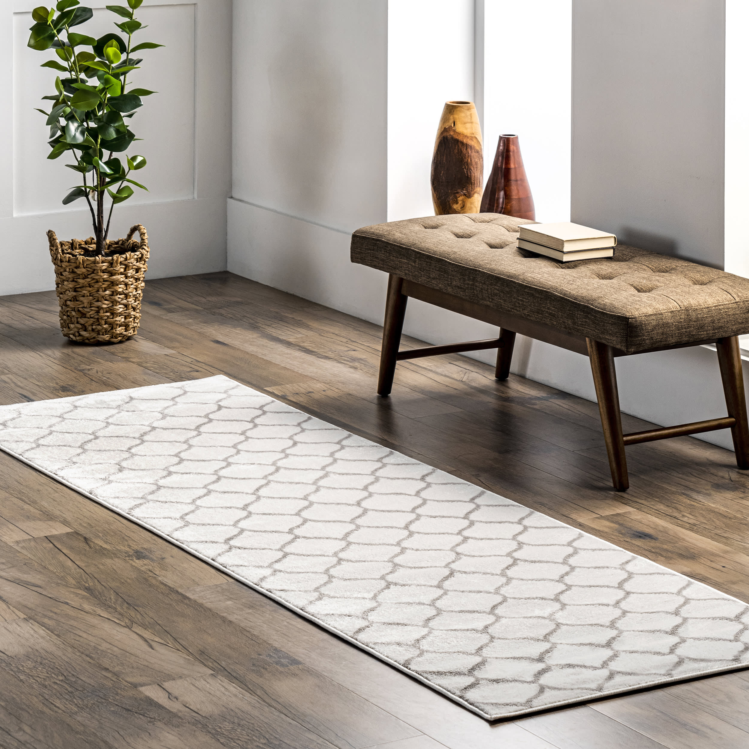 Judy Scalloped Trellis Rug | Beige - Image 2