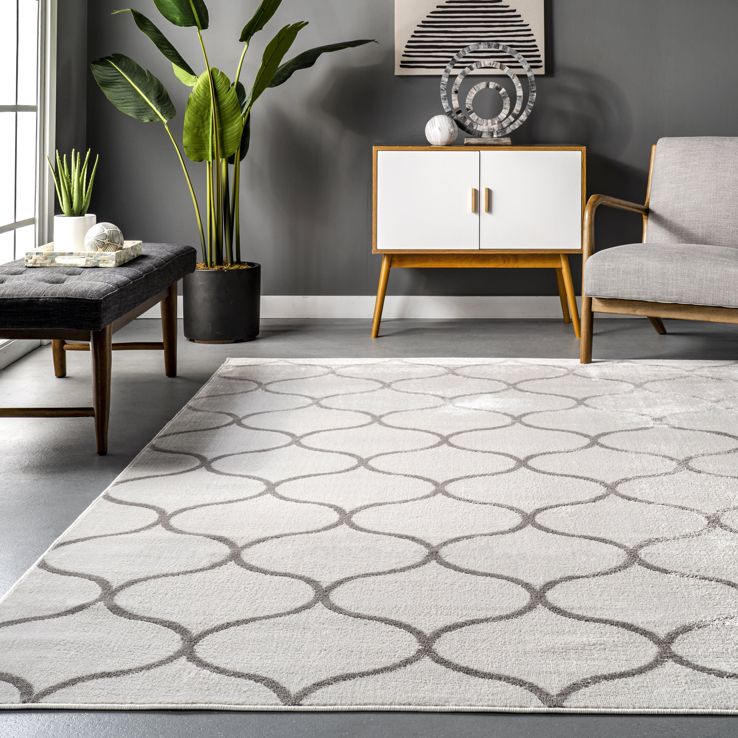 Judy Scalloped Trellis Rug | Beige - Image 4