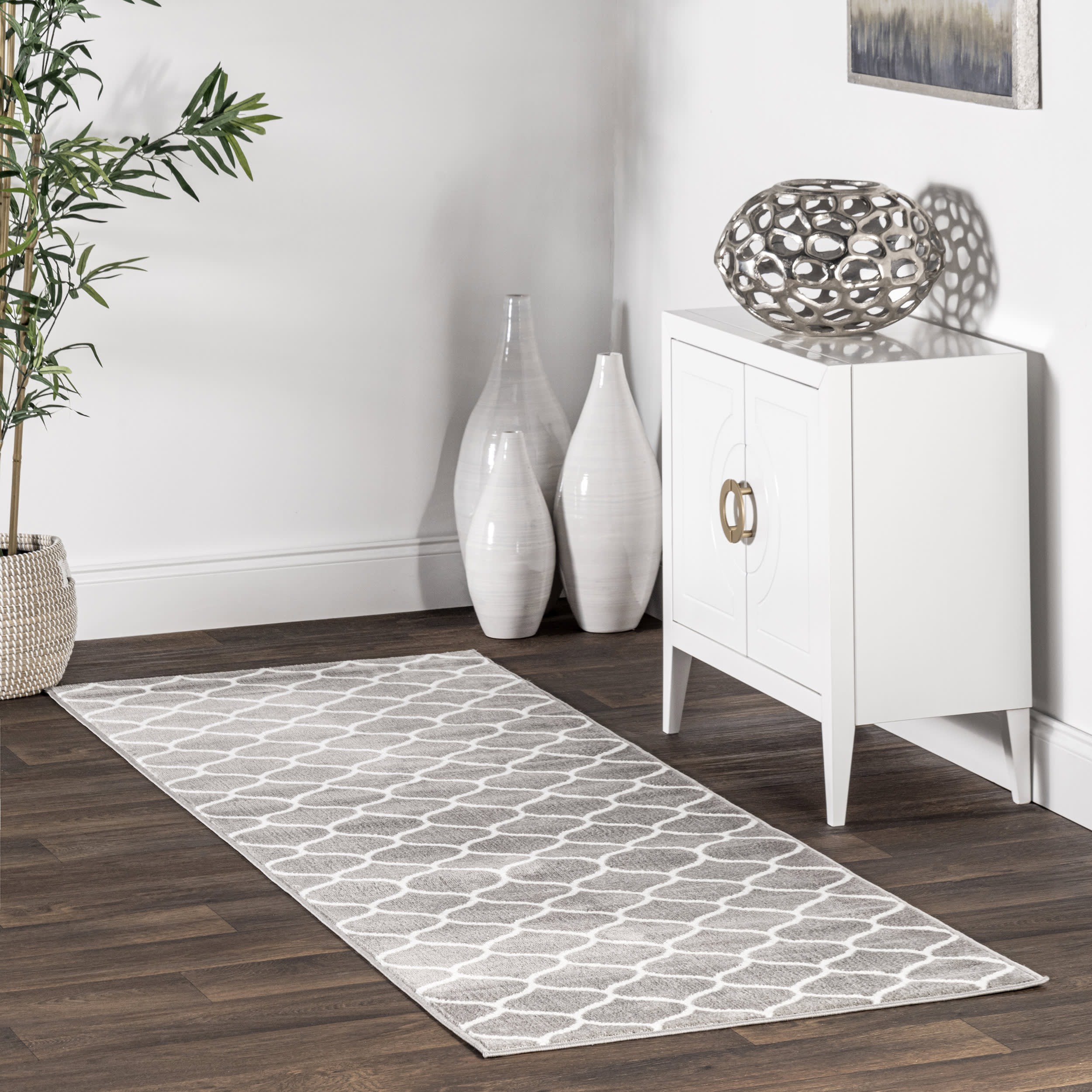 Judy Scalloped Trellis Rug | Grey - Image 2