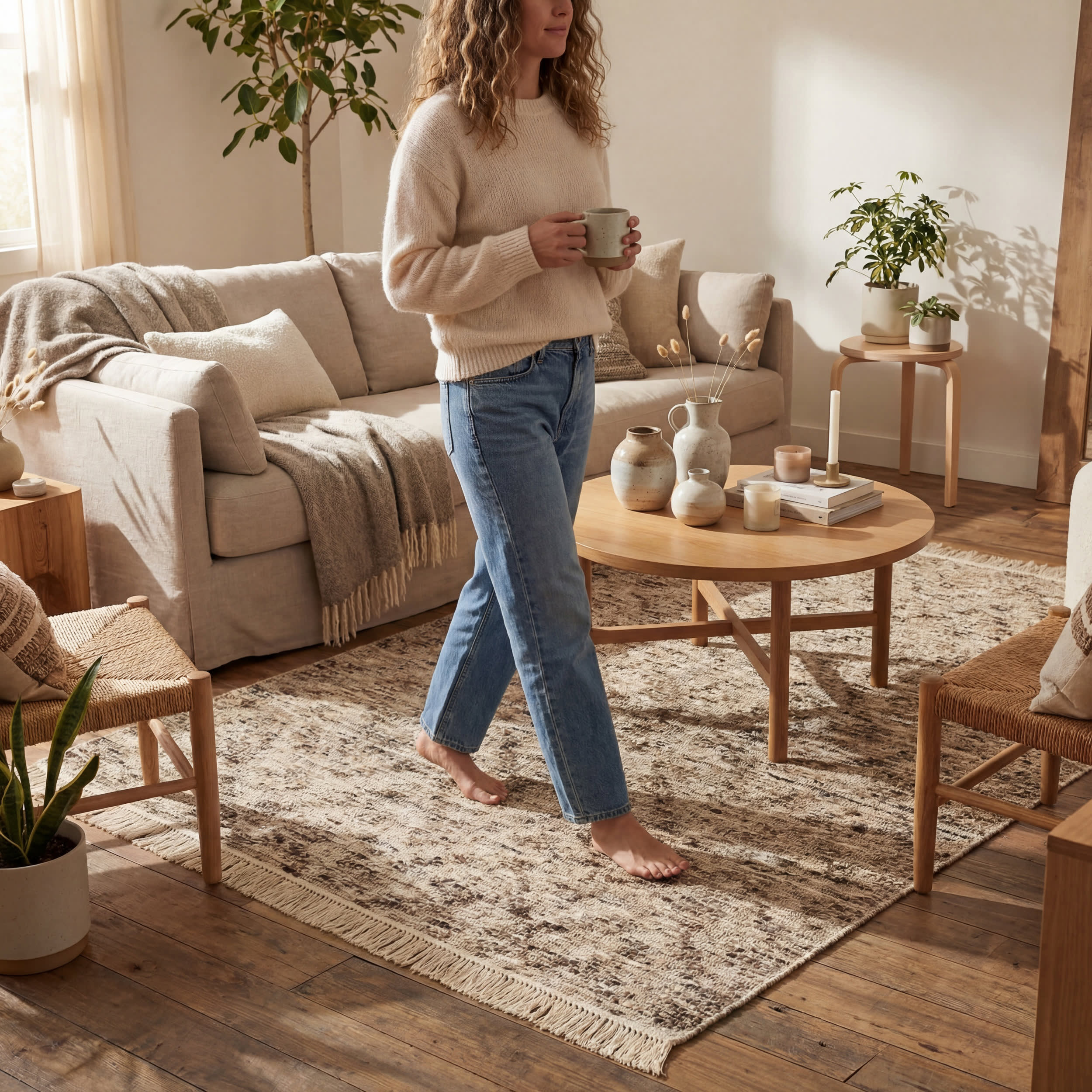 JuJu Tasseled Wool Rug | Brown - Image 9