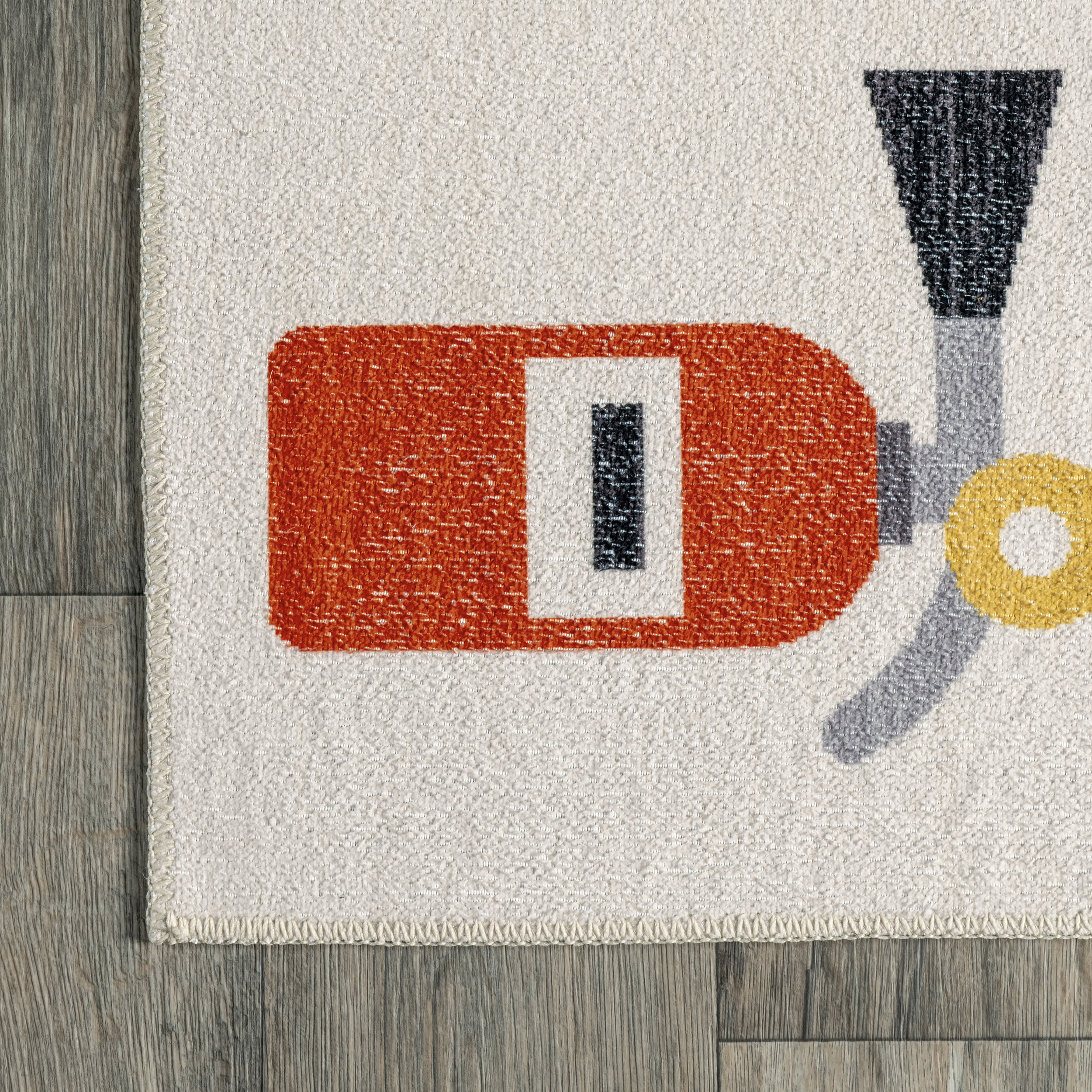 Jules Kids Washable Play Time Rug | White Multicolor - Image 3