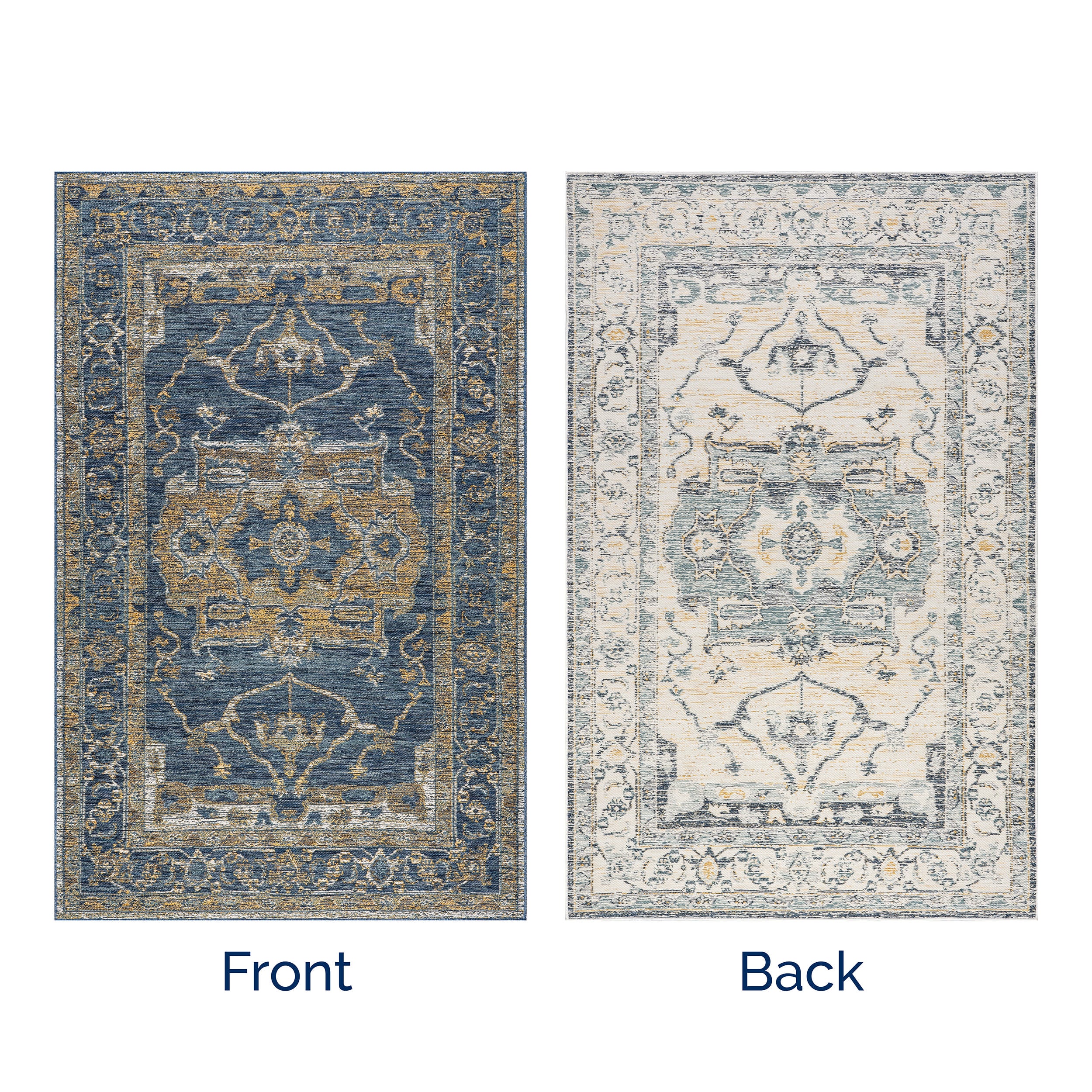 Juliana Medallion Reversible Indoor/Outdoor Rug | Cream & Blue - Image 12