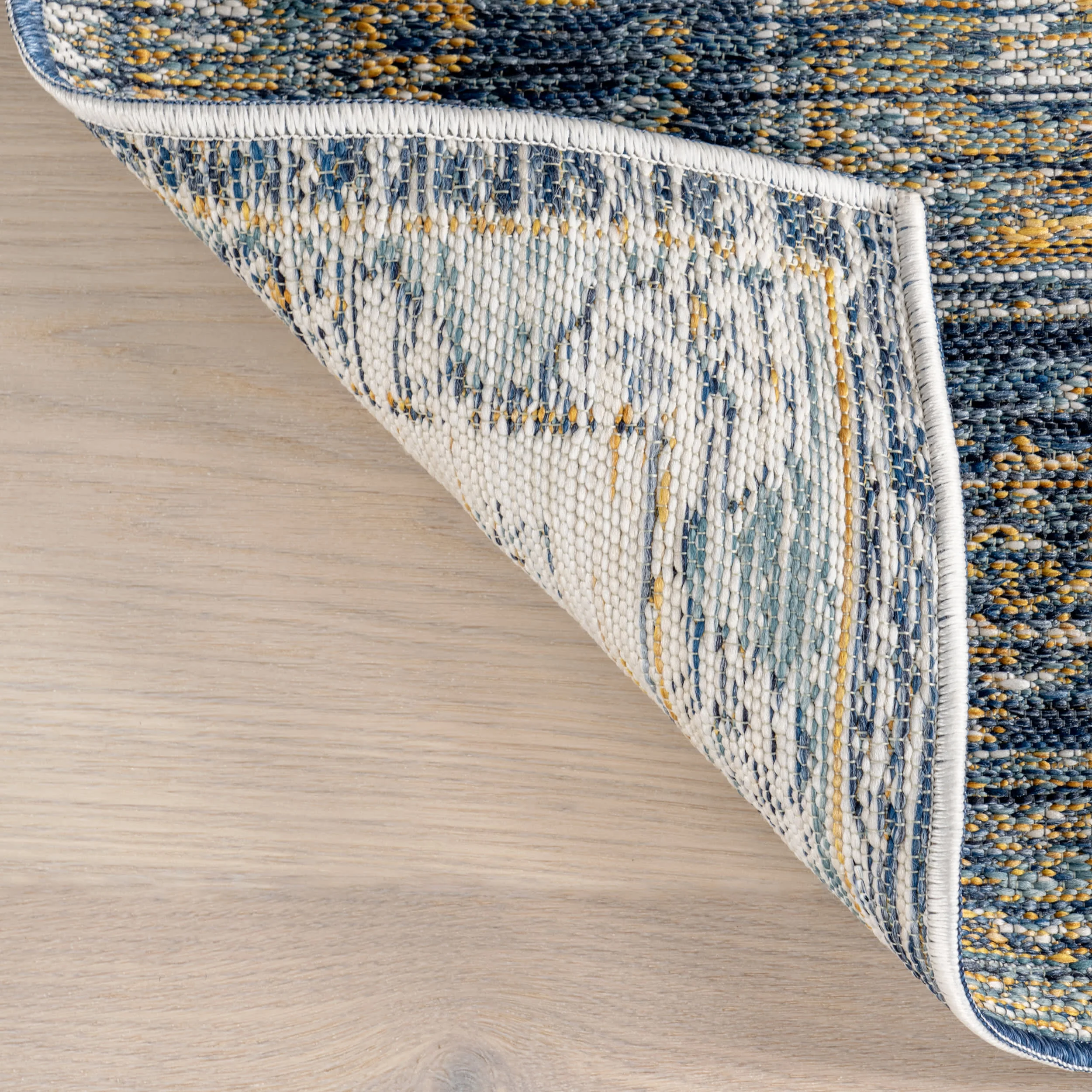 Juliana Medallion Reversible Indoor/Outdoor Rug | Cream & Blue - Image 9