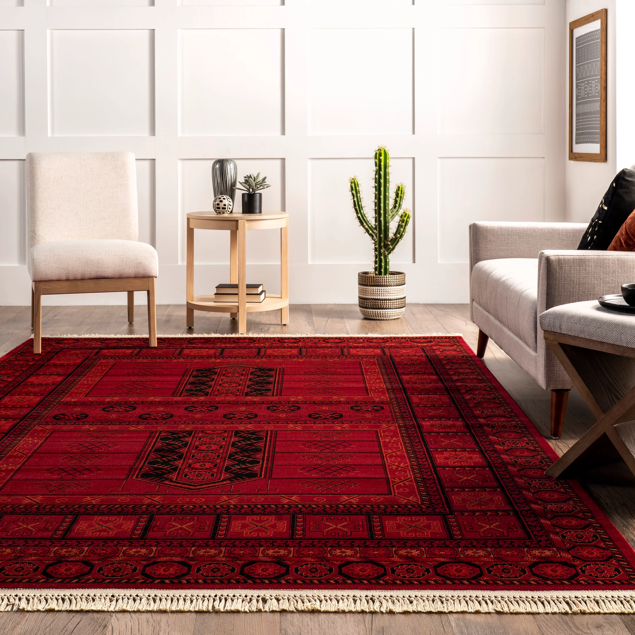 Julianna Persian Paneled Rug | Red - Image 4