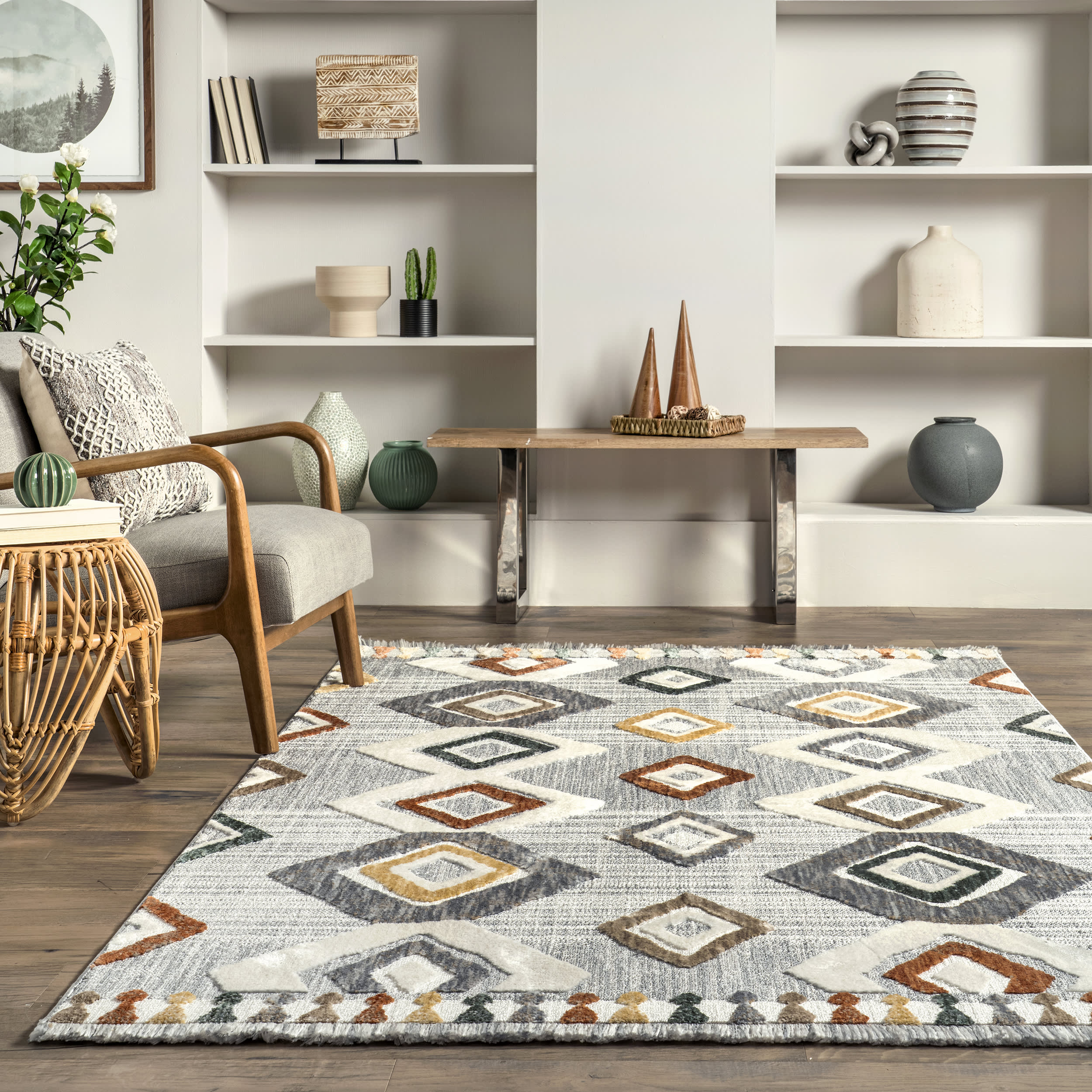 Julissa Iridescent Trellis Rug | Light Grey - Image 4