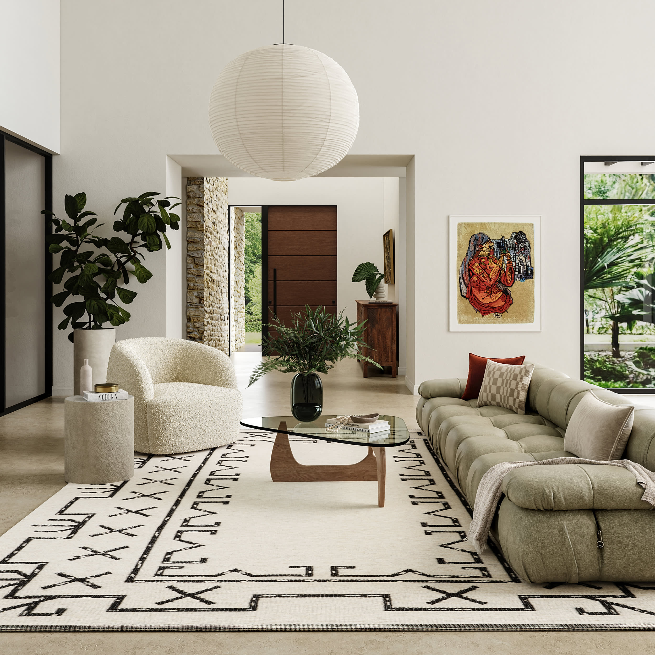 June Geometric Reversible Wool Rug | Ivory - Image 2
