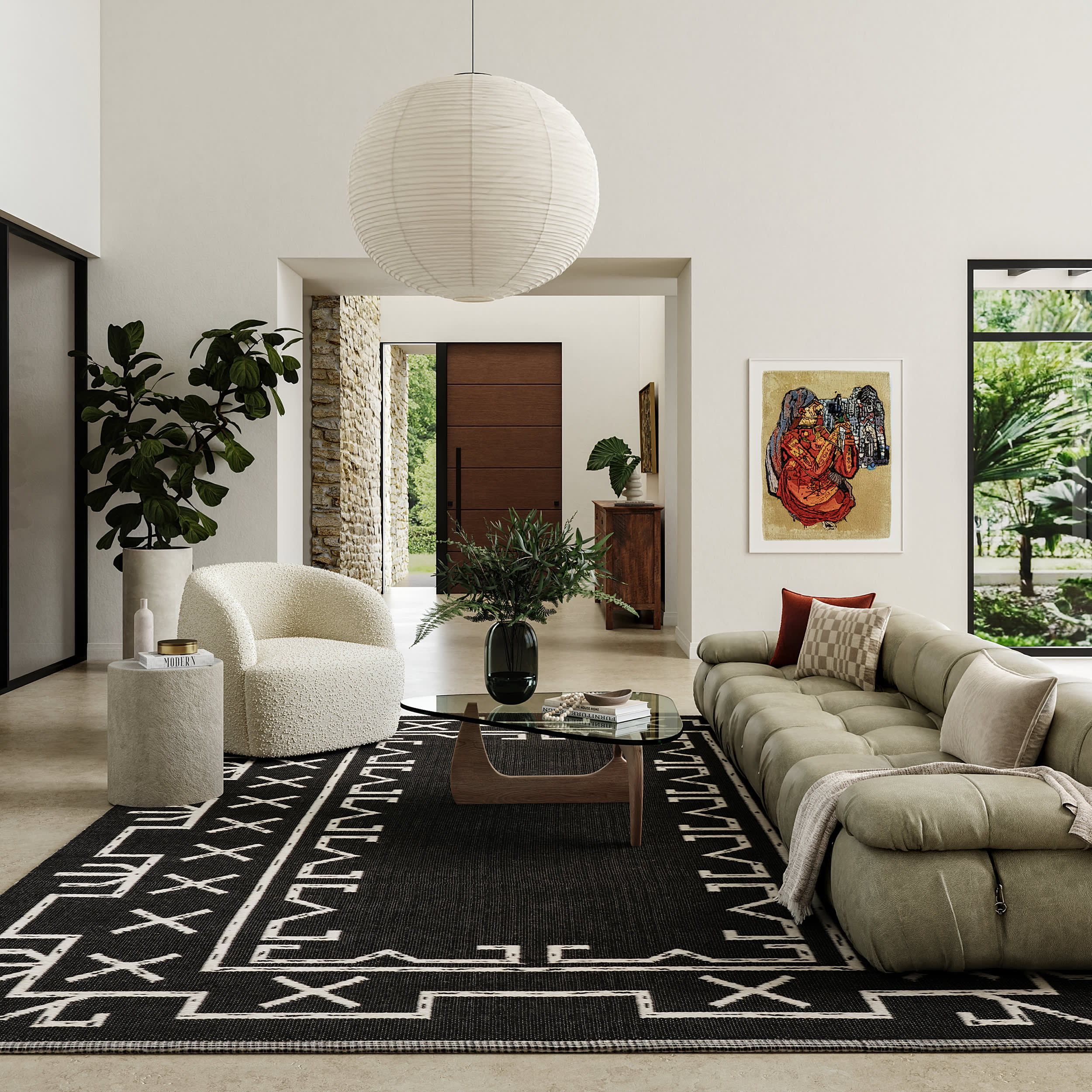 June Geometric Reversible Wool Rug | Ivory - Image 9