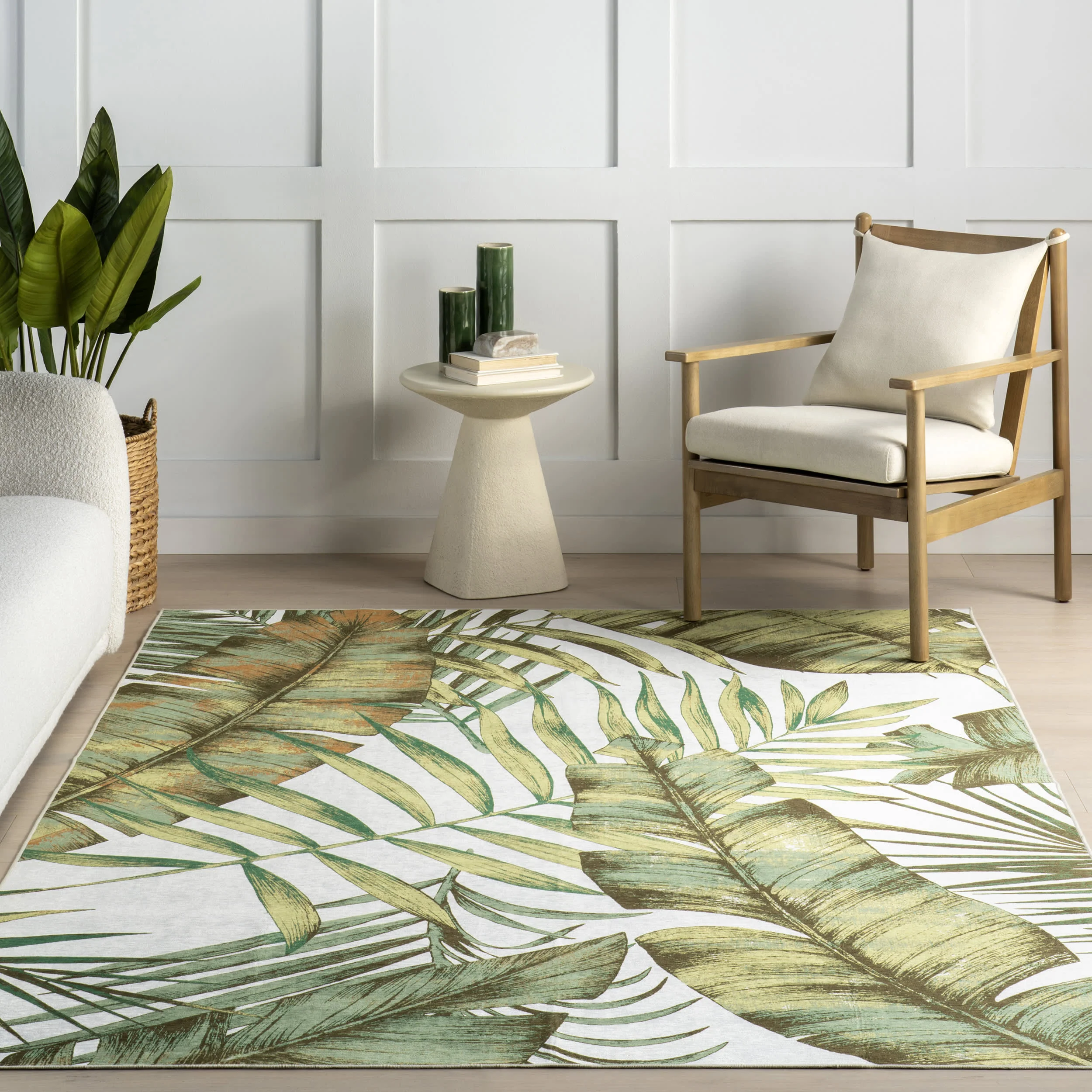 Jungle Spill Proof Washable Rug | Sage Green - Image 5