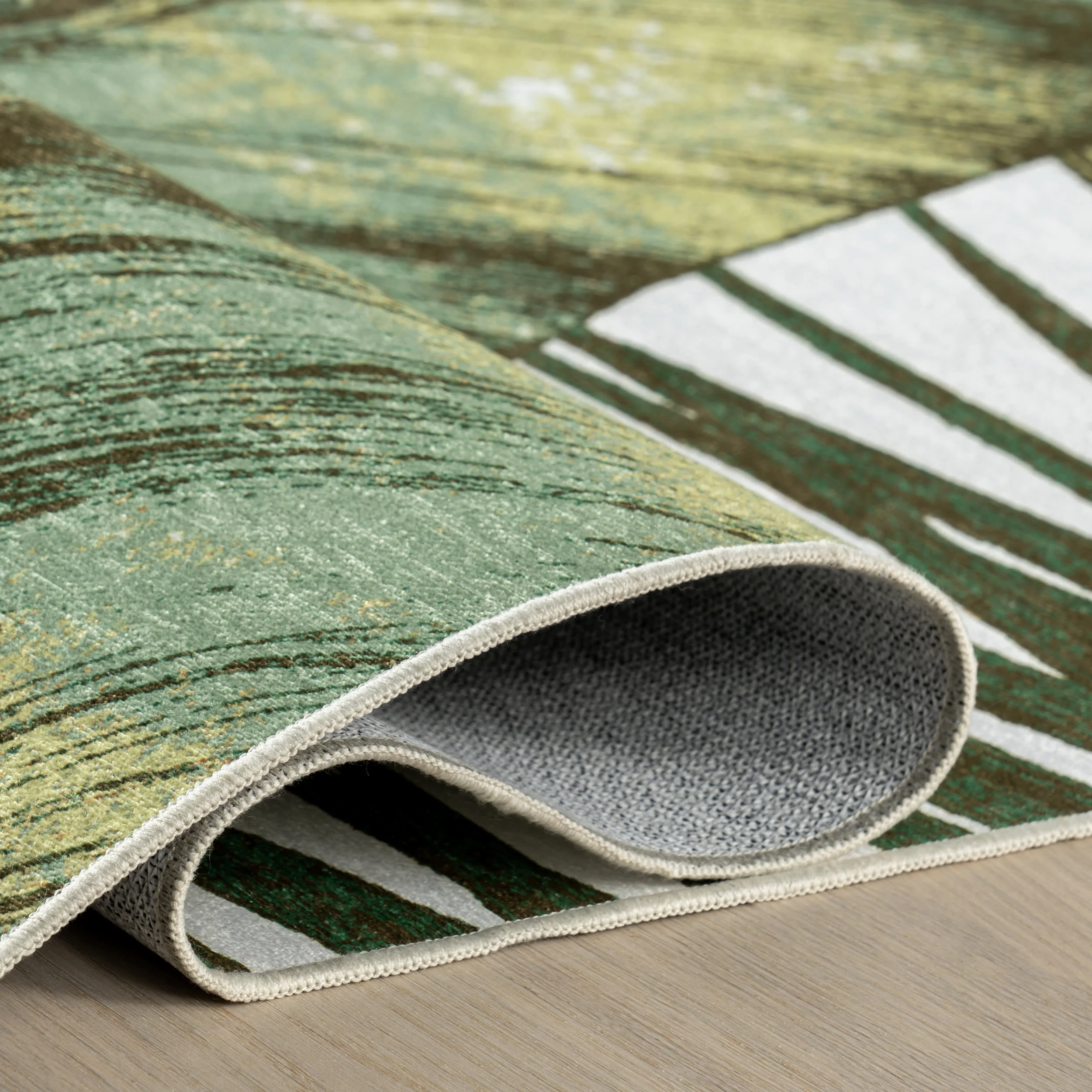 Jungle Spill Proof Washable Rug | Sage Green - Image 9
