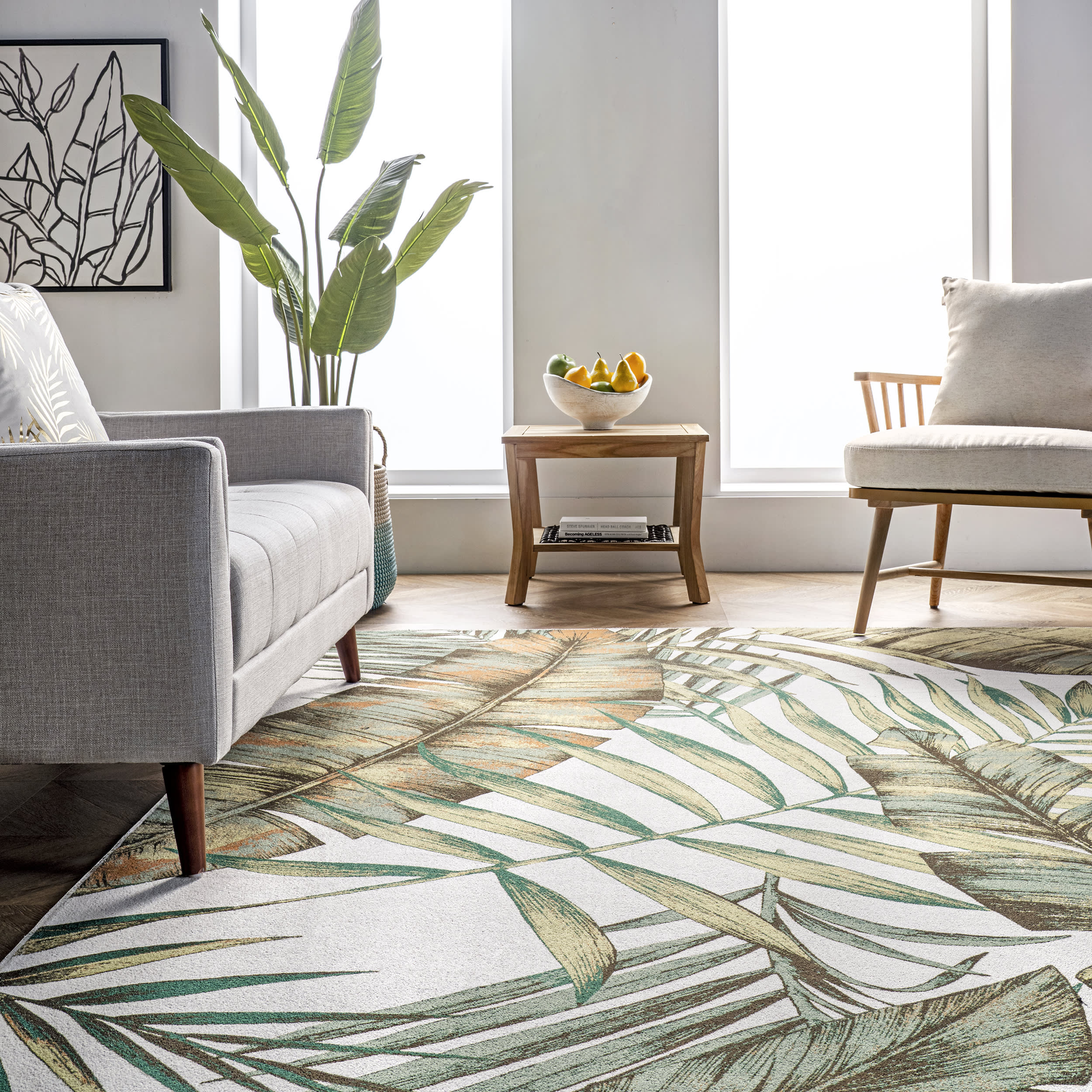 Jungle Washable Rug | Sage Green - Image 4