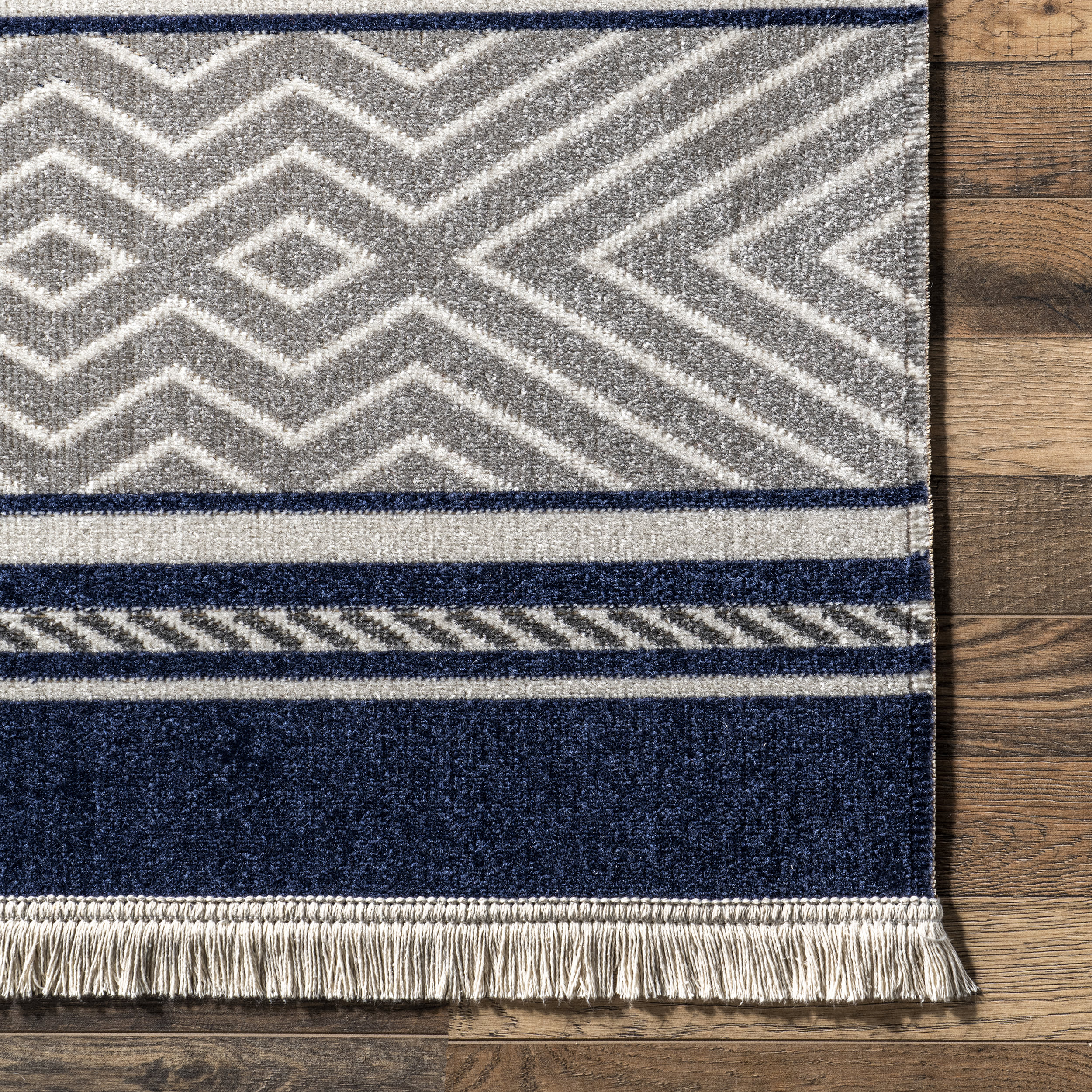 Junina Striped Indoor/Outdoor Rug | Blue Grey - Image 3