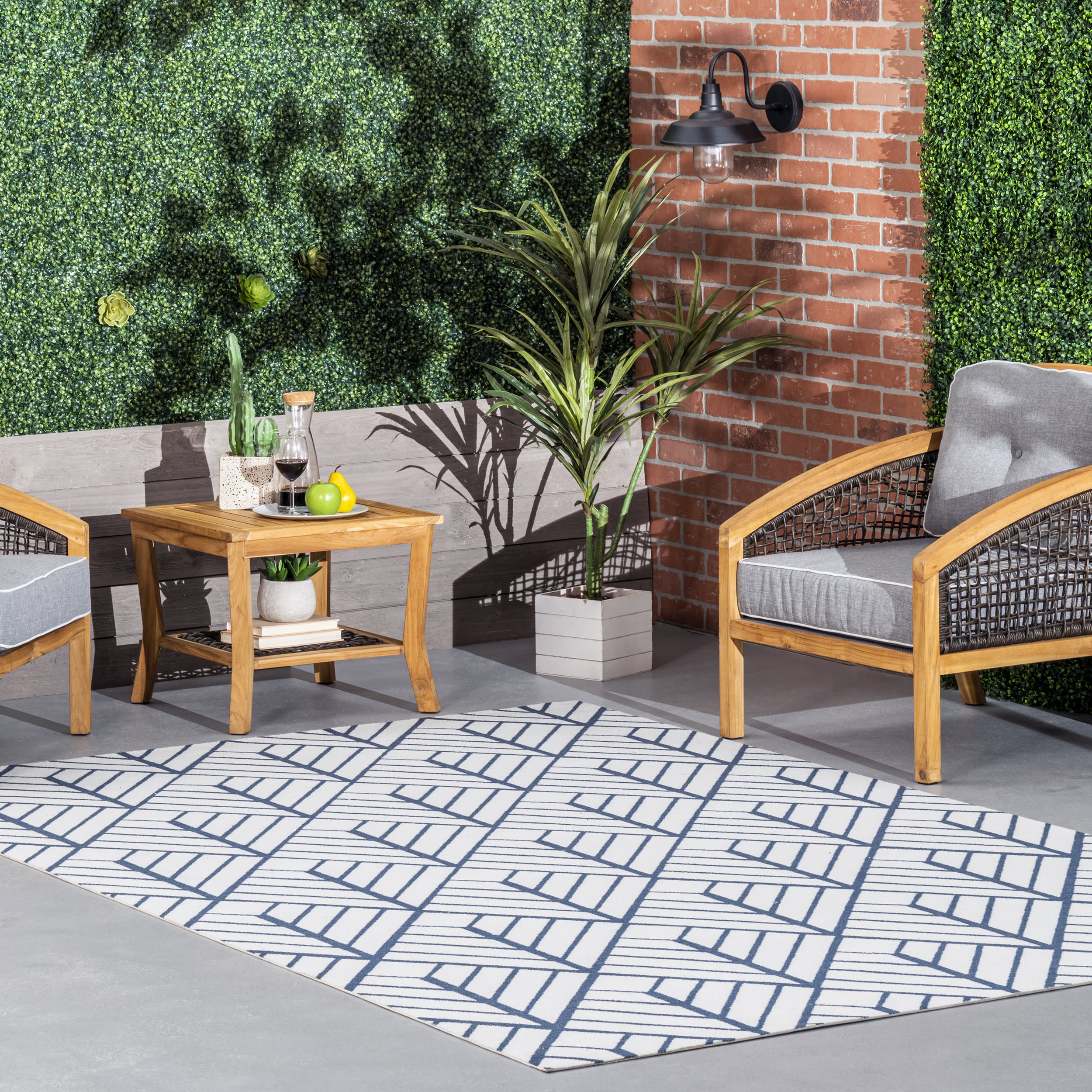 Juniper Diamond Tiles Indoor/Outdoor Rug | Blue - Image 2