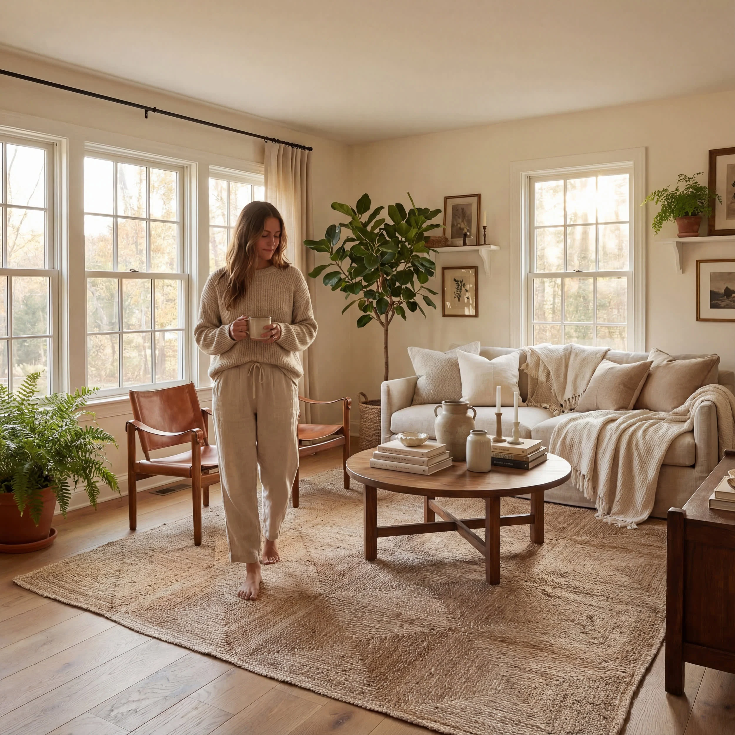 Juniper Jute Tiled Rug | Natural - Image 6