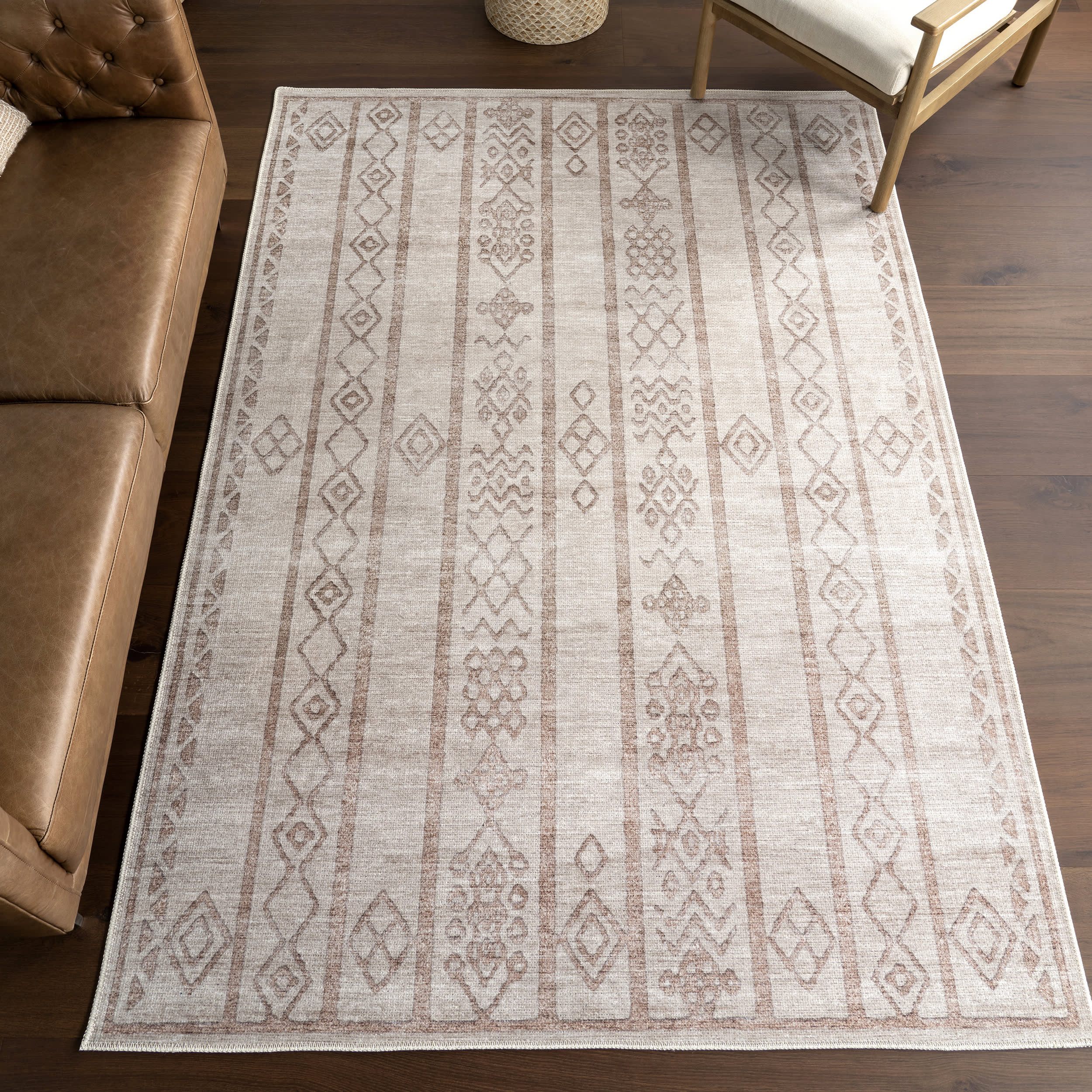 Justice Trellis Washable Rug | Taupe - Image 2