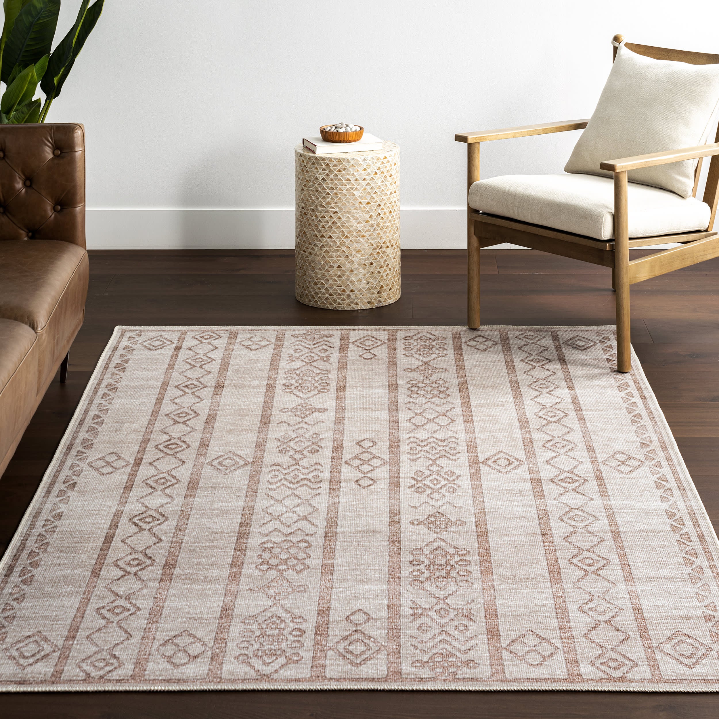 Justice Trellis Washable Rug | Taupe - Image 5