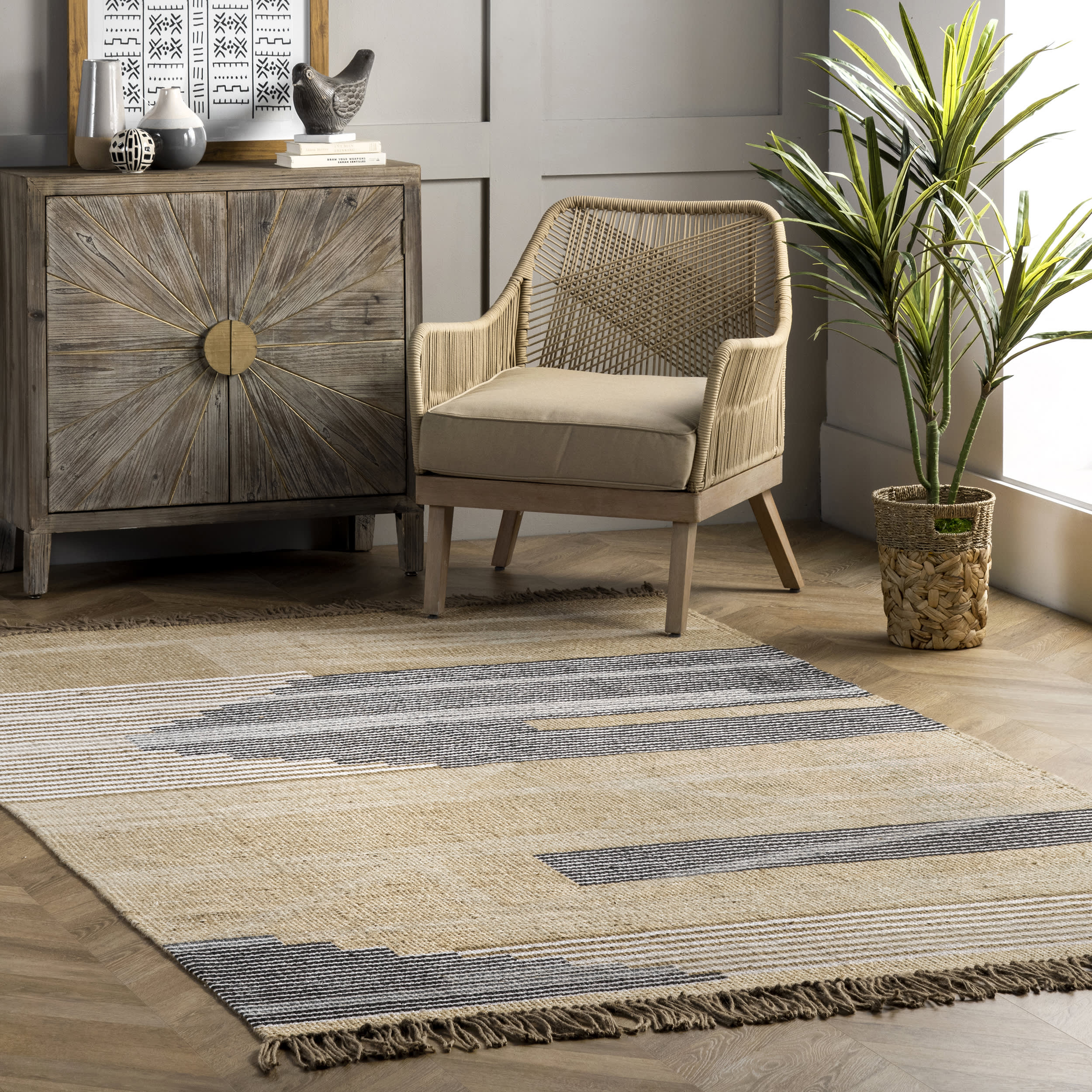 Jute Abstract Rug | Beige - Image 2