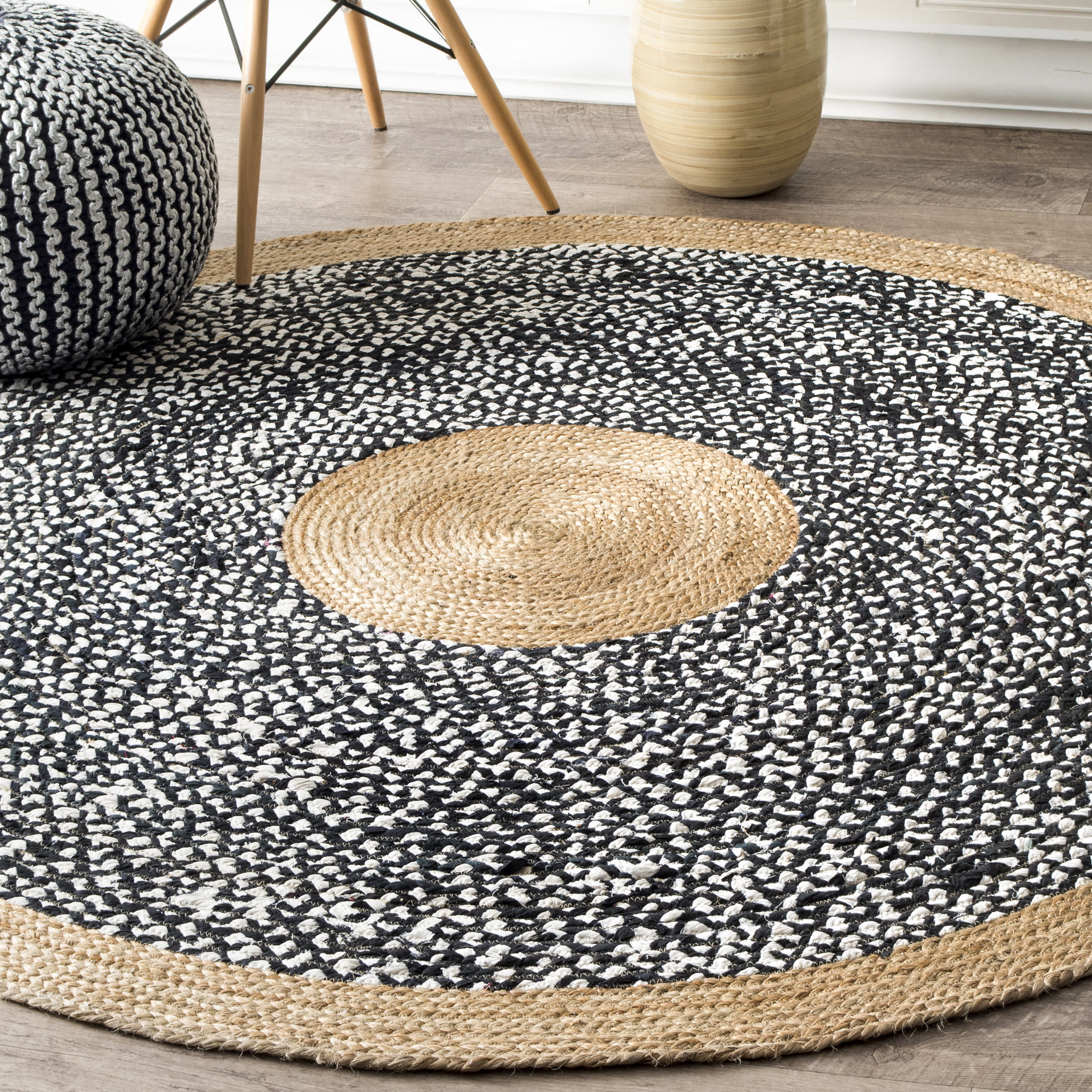 Jute and Cotton Token Rug | Black - Image 2