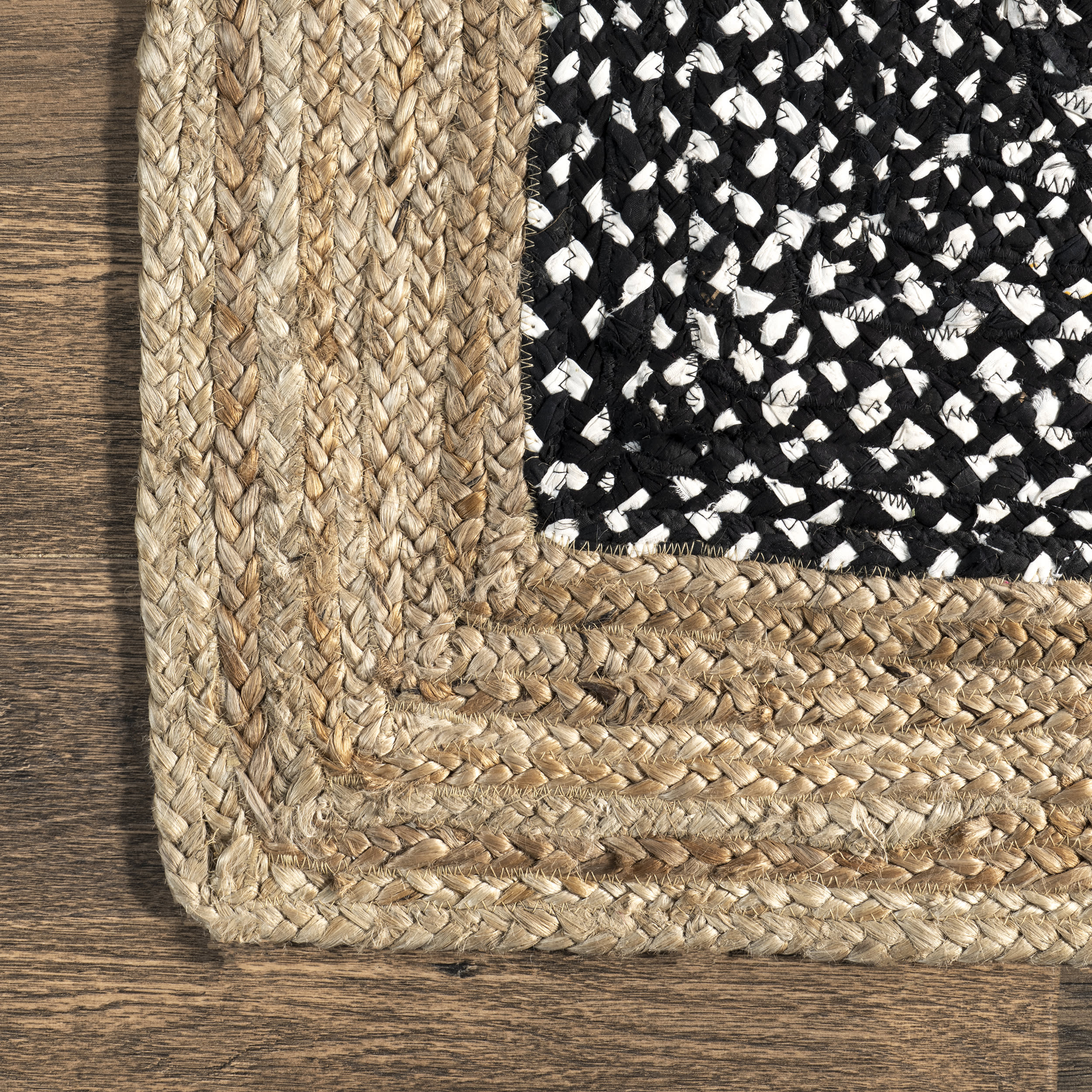 Jute and Cotton Token Rug | Black - Image 3