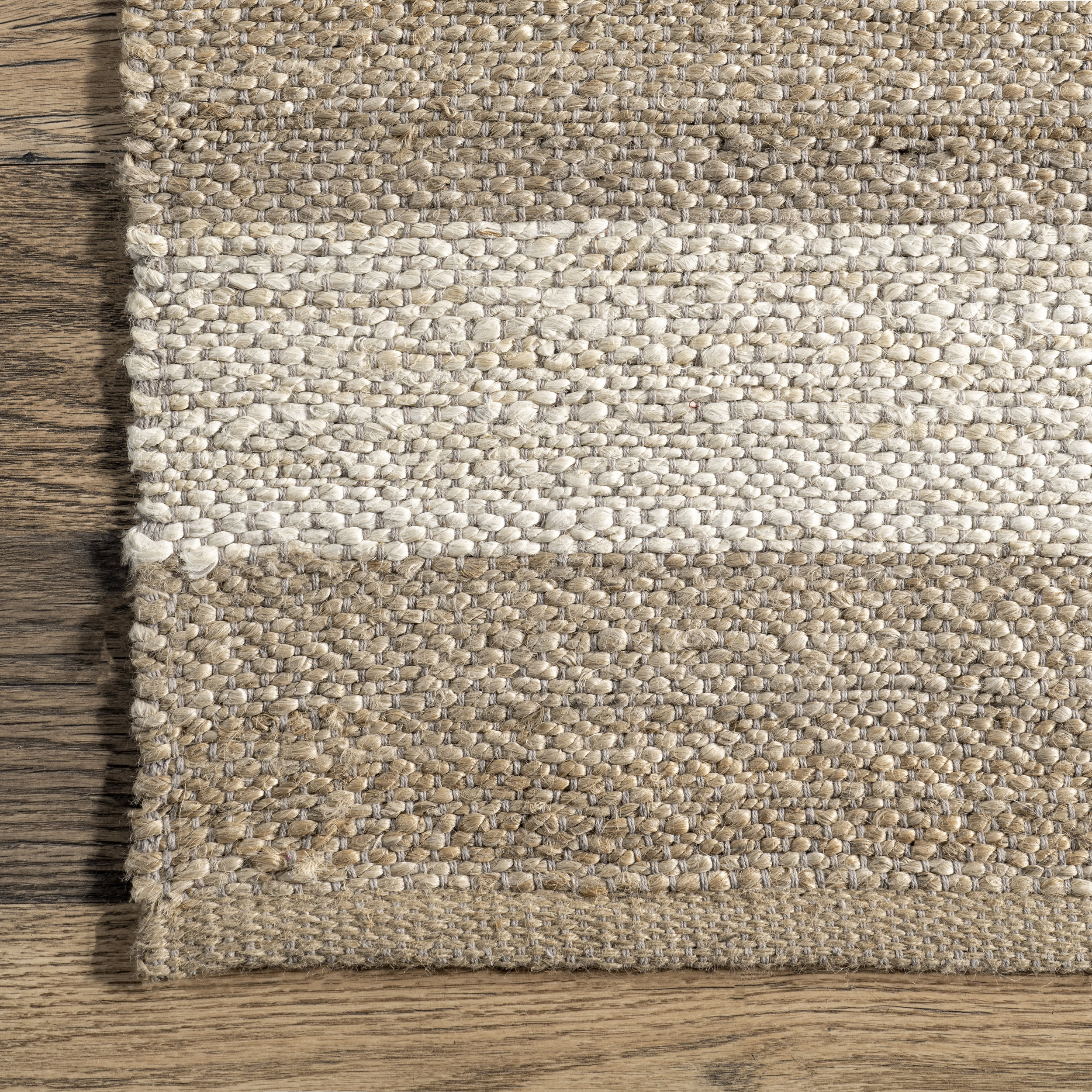 Jute And Denim Even Stripes Rug | Off White - Image 3