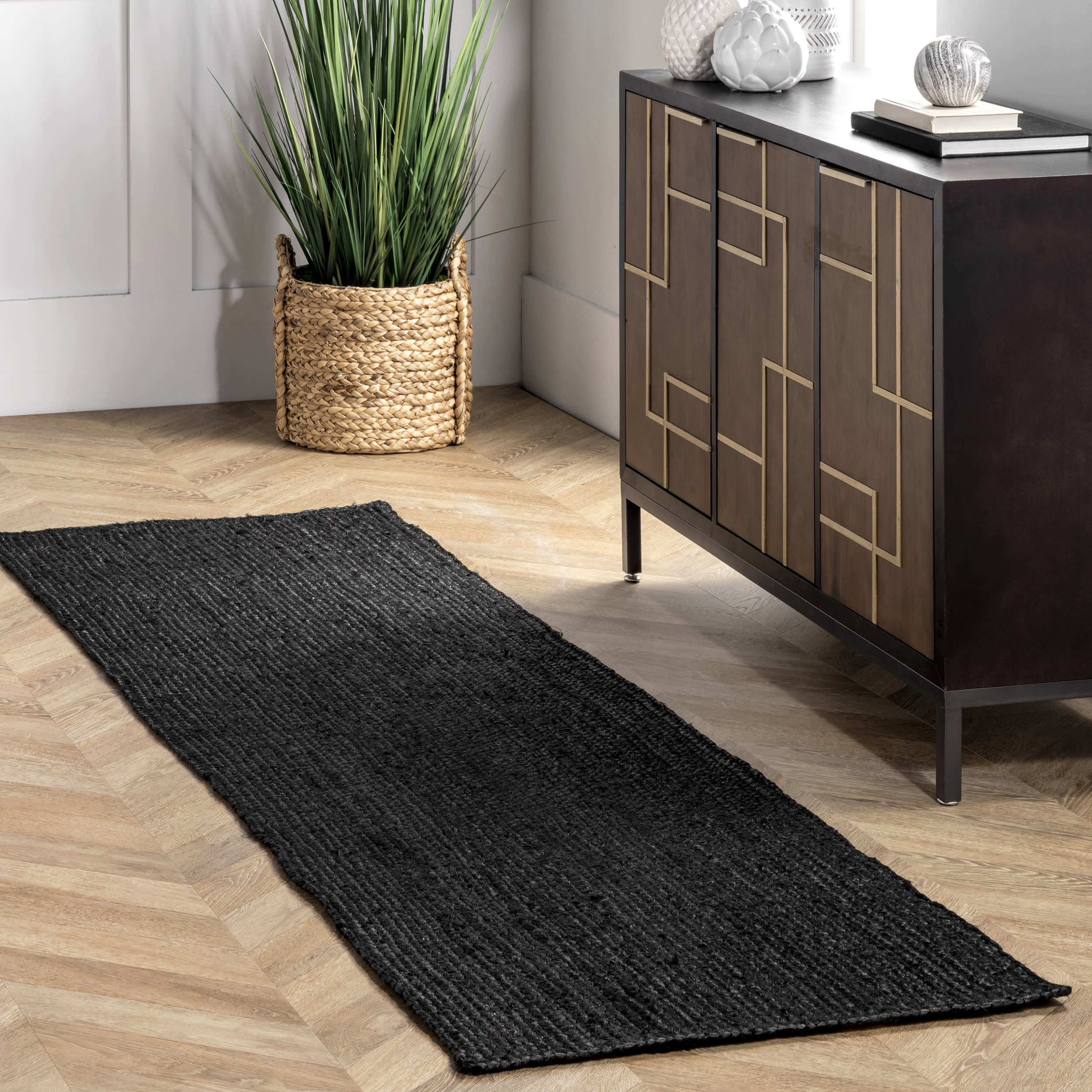 Jute Braided Rug | Black - Image 2