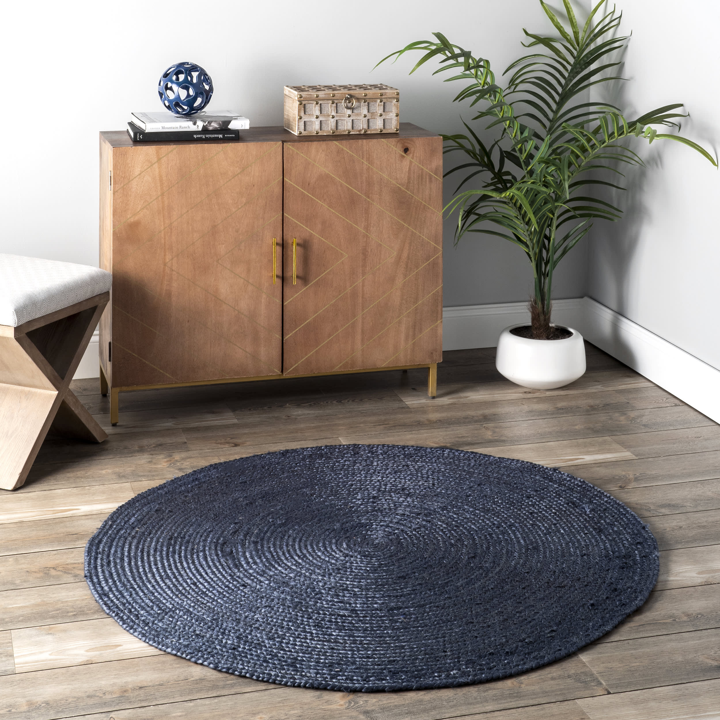 Jute Braided Rug | Navy - Image 2