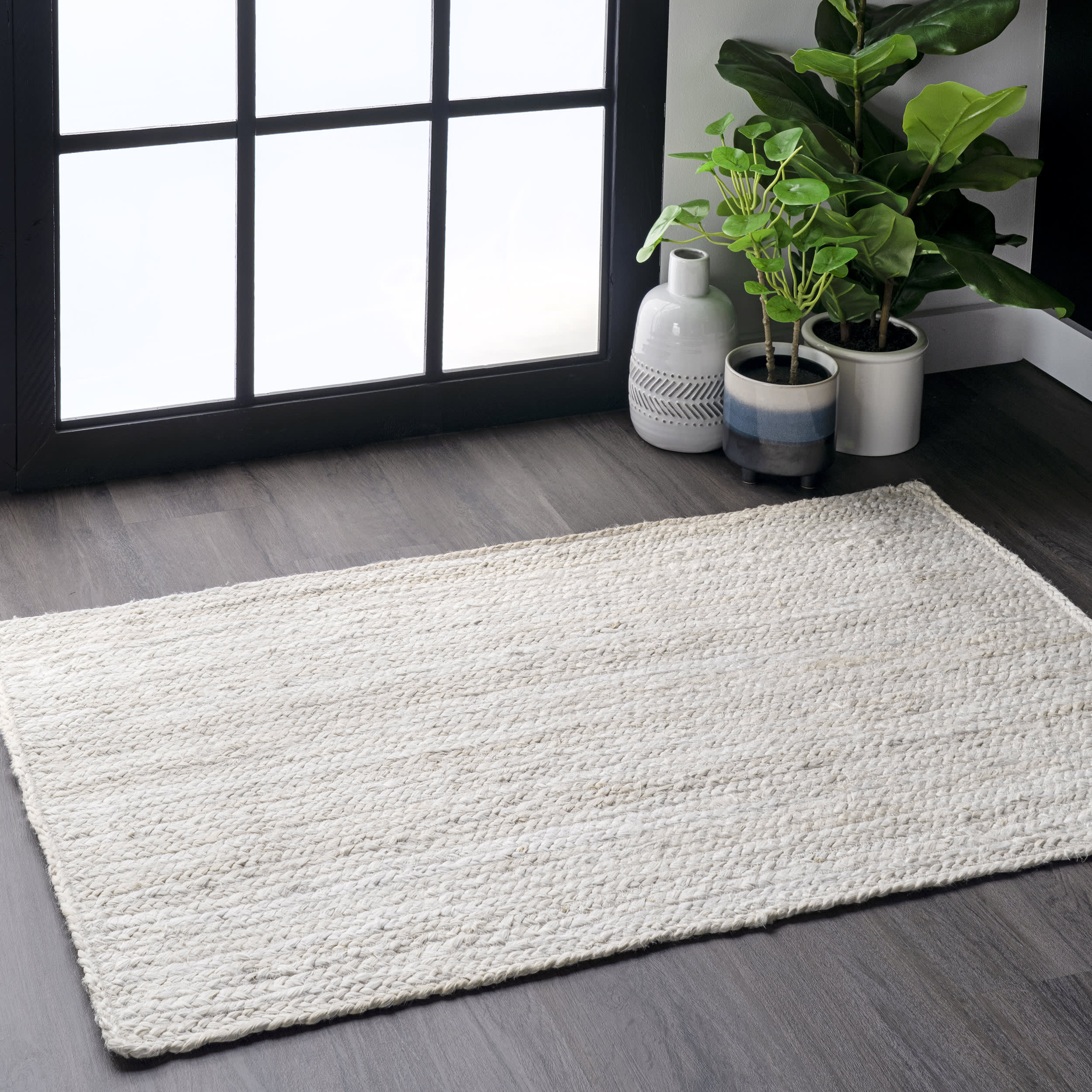 Jute Braided Rug | Off White - Image 10