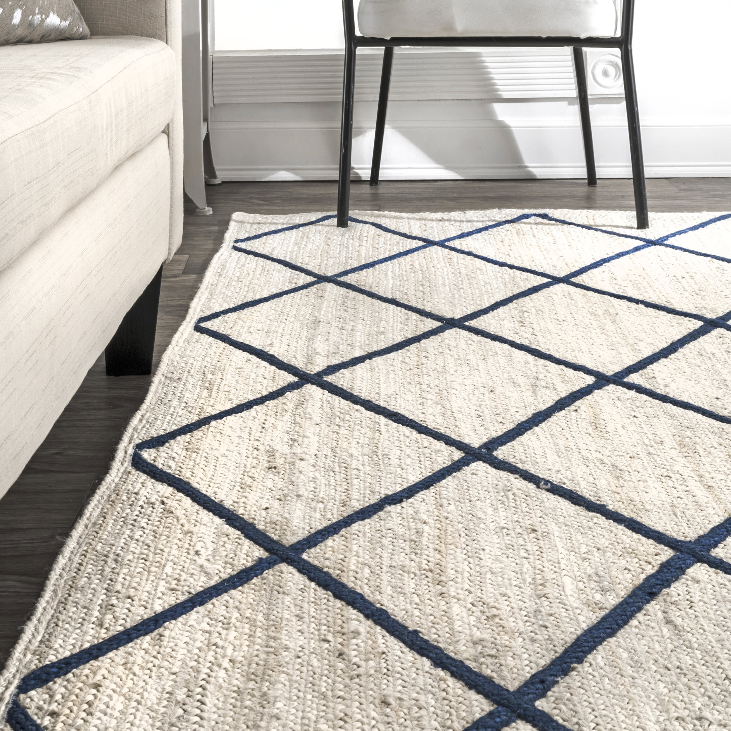 Jute Braided Trellis Rug | White - Image 4