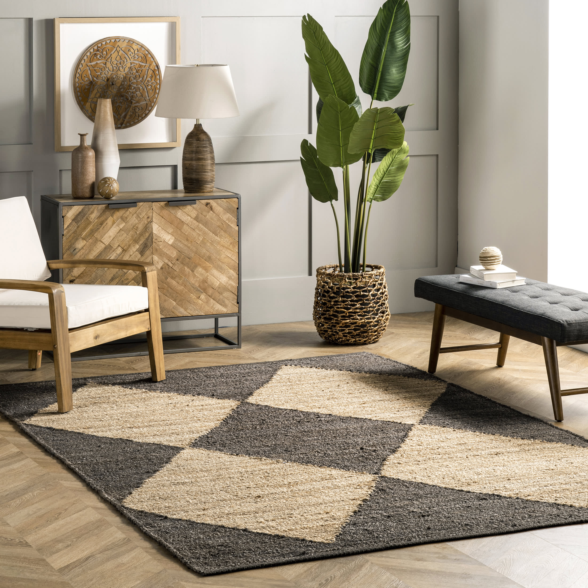 Jute Harlequin Trellis Rug | Black - Image 2