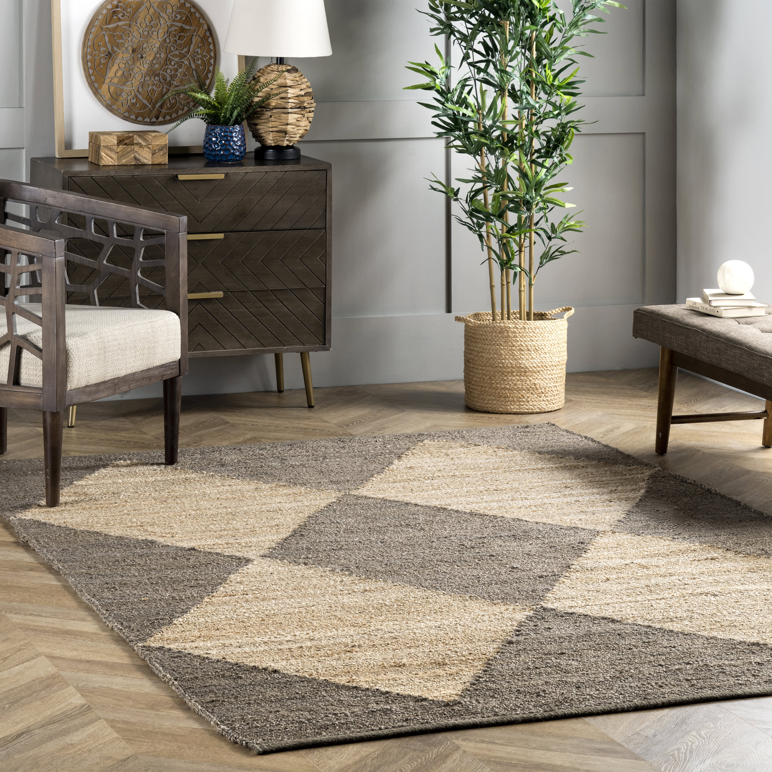 Jute Harlequin Trellis Rug | Grey - Image 2