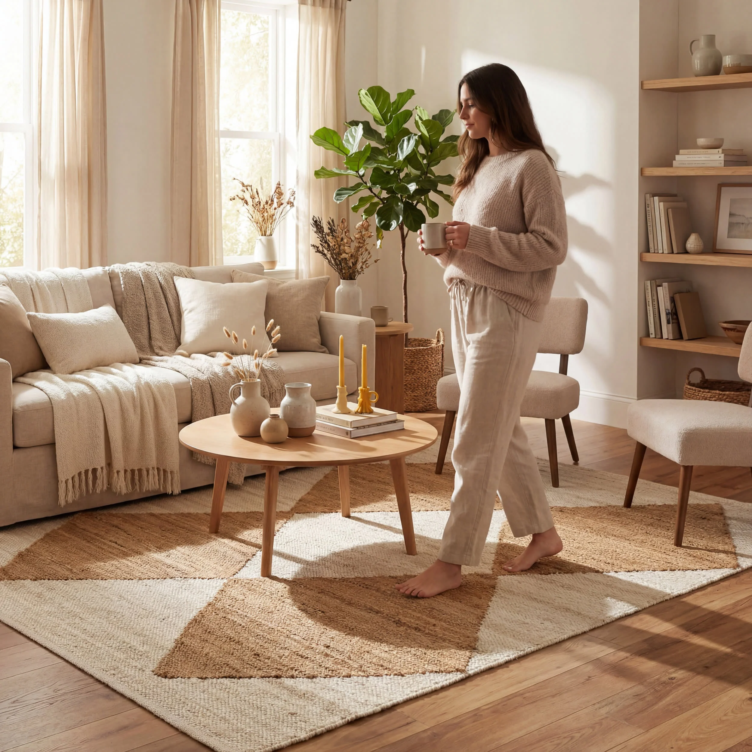 Jute Harlequin Trellis Rug | Ivory - Image 8
