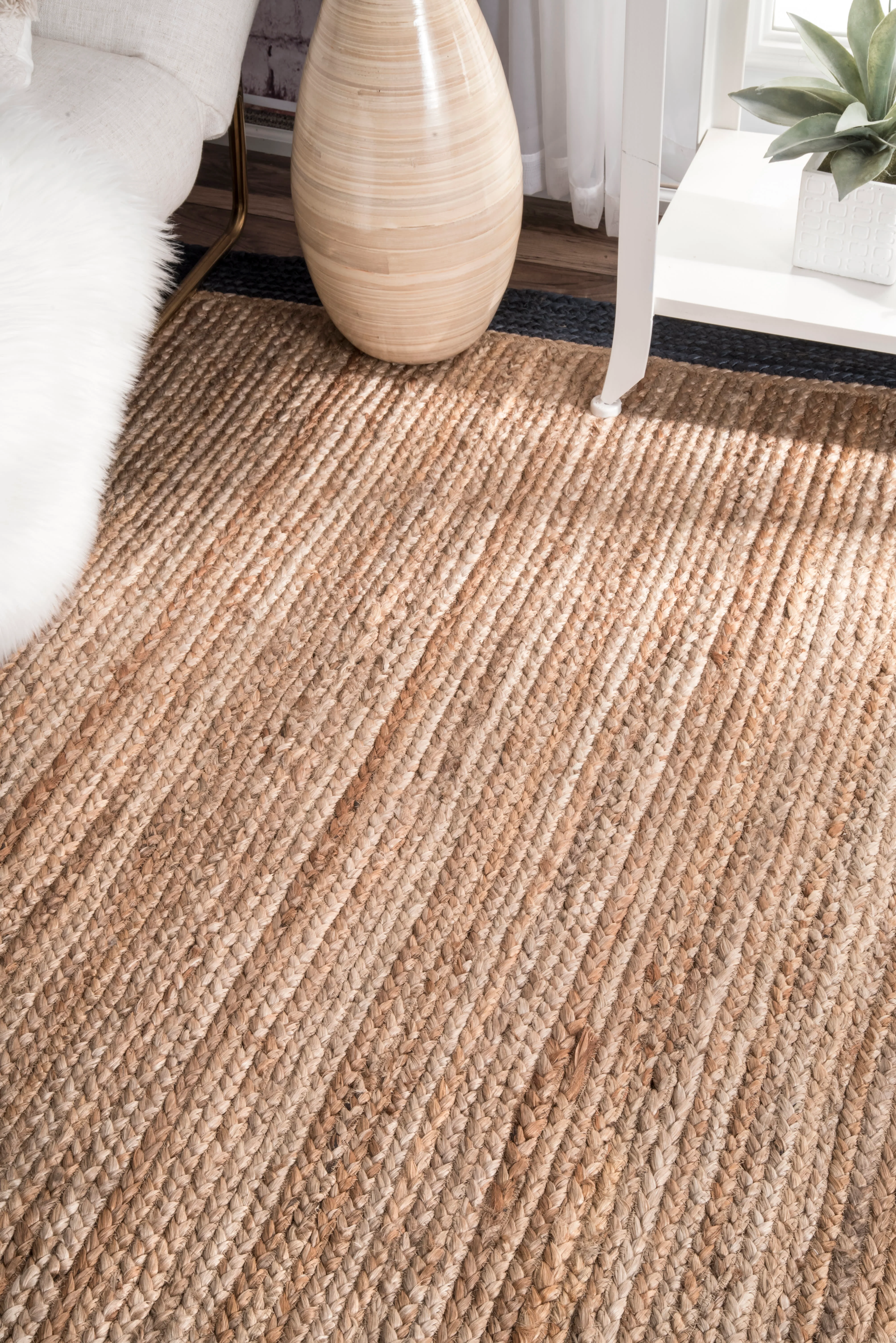 Jute Simple Border Rug | Dark Blue - Image 4