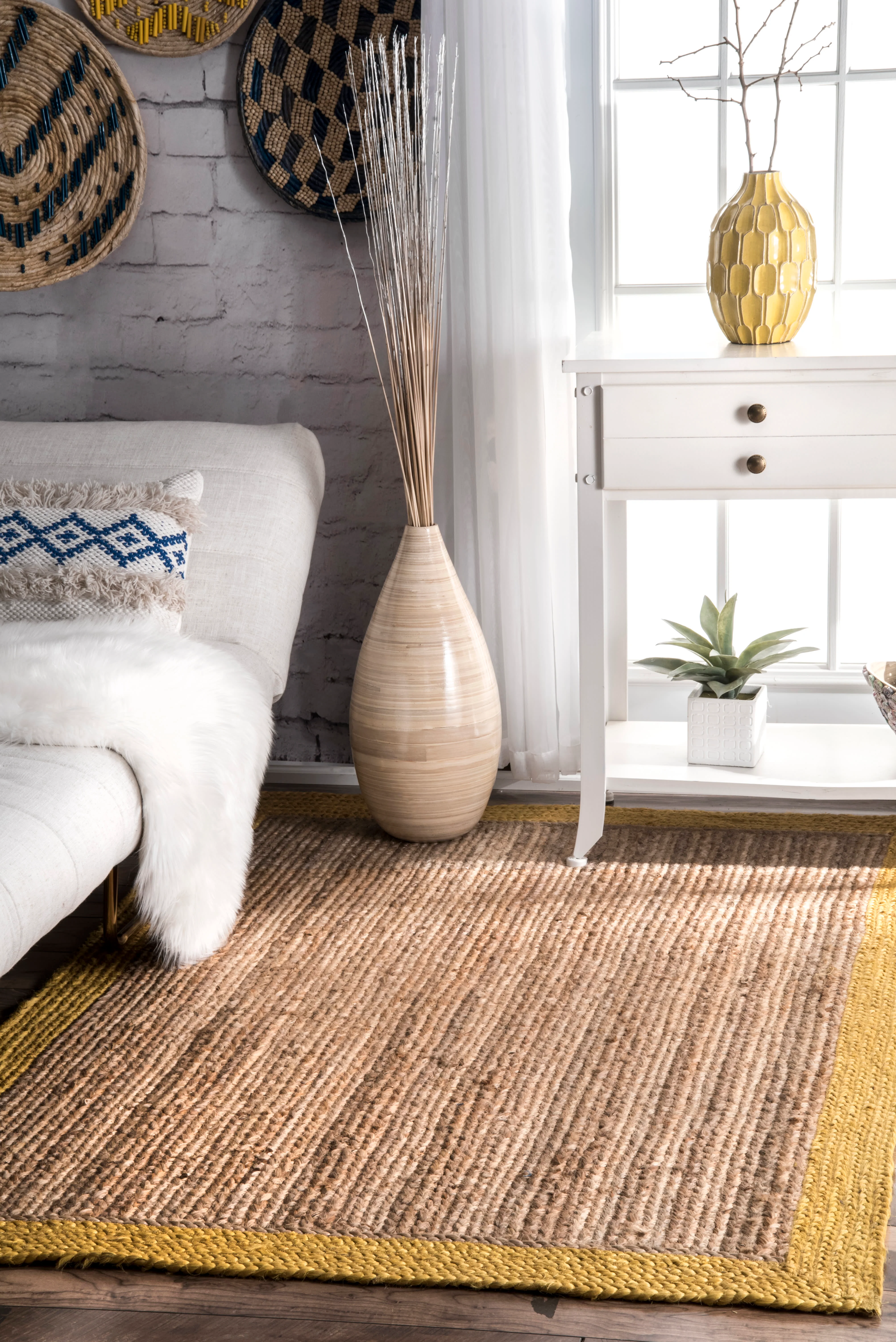 Jute Simple Border Rug | Gold - Image 2