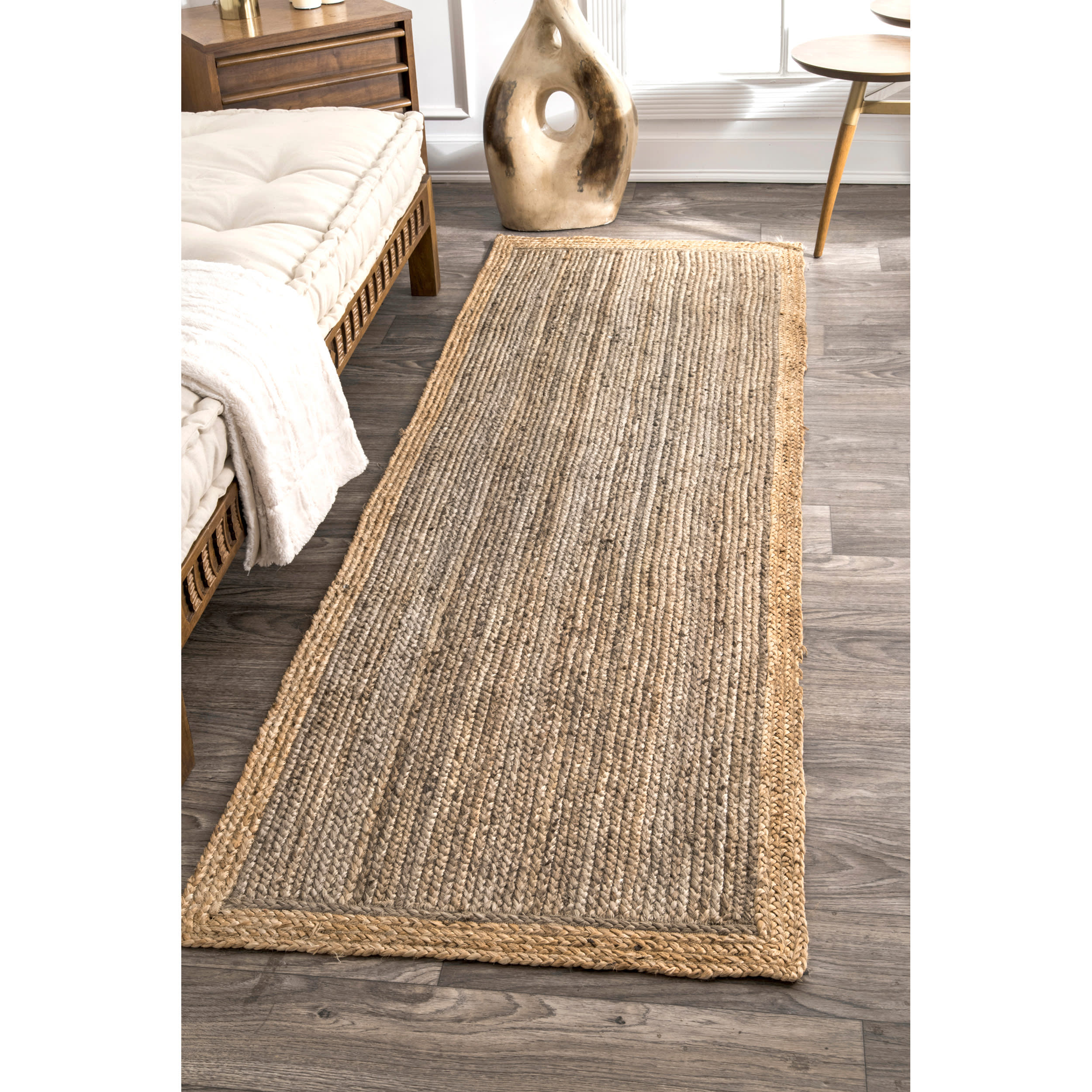 Jute Simple Border Rug | Grey - Image 2
