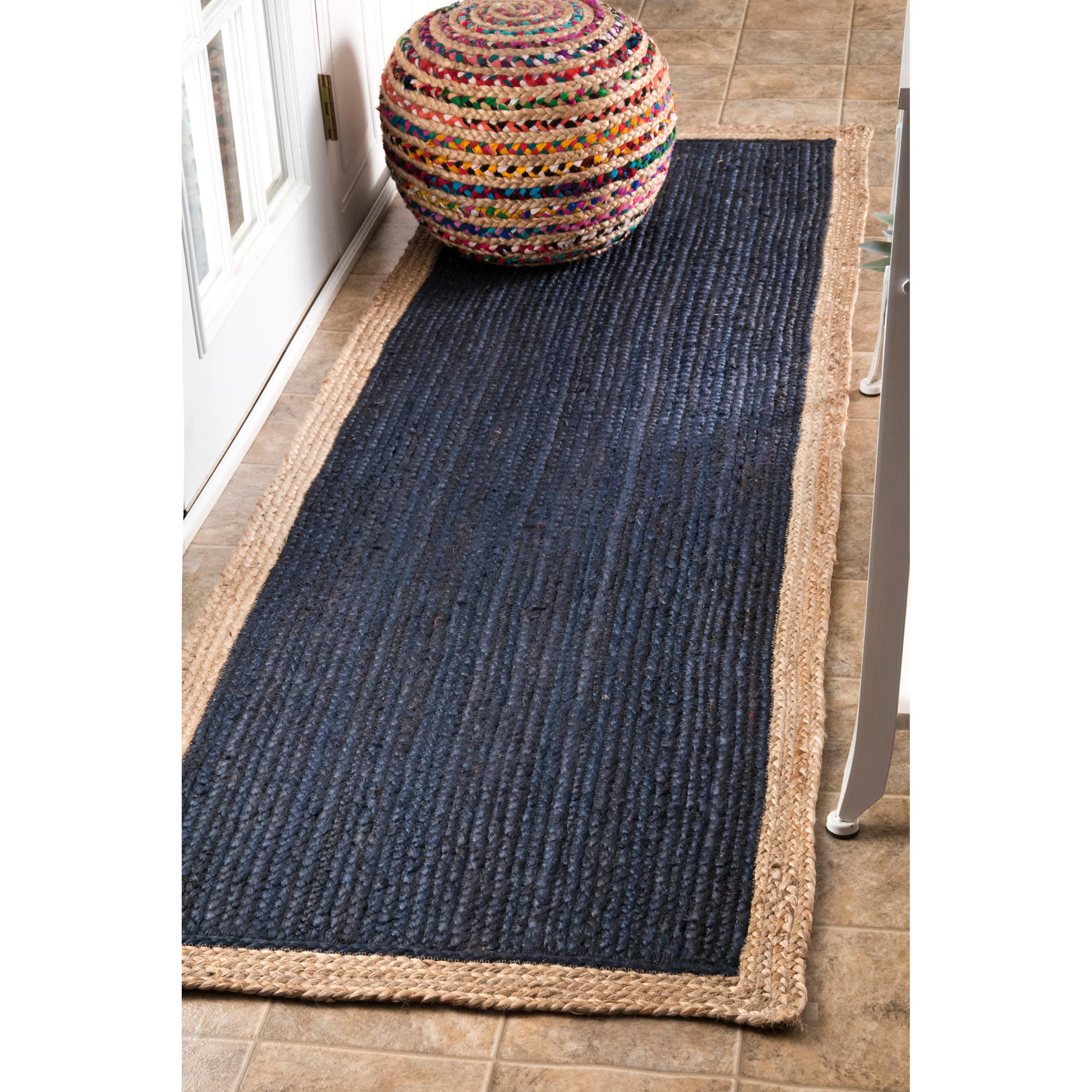 Jute Simple Border Rug | Navy - Image 2