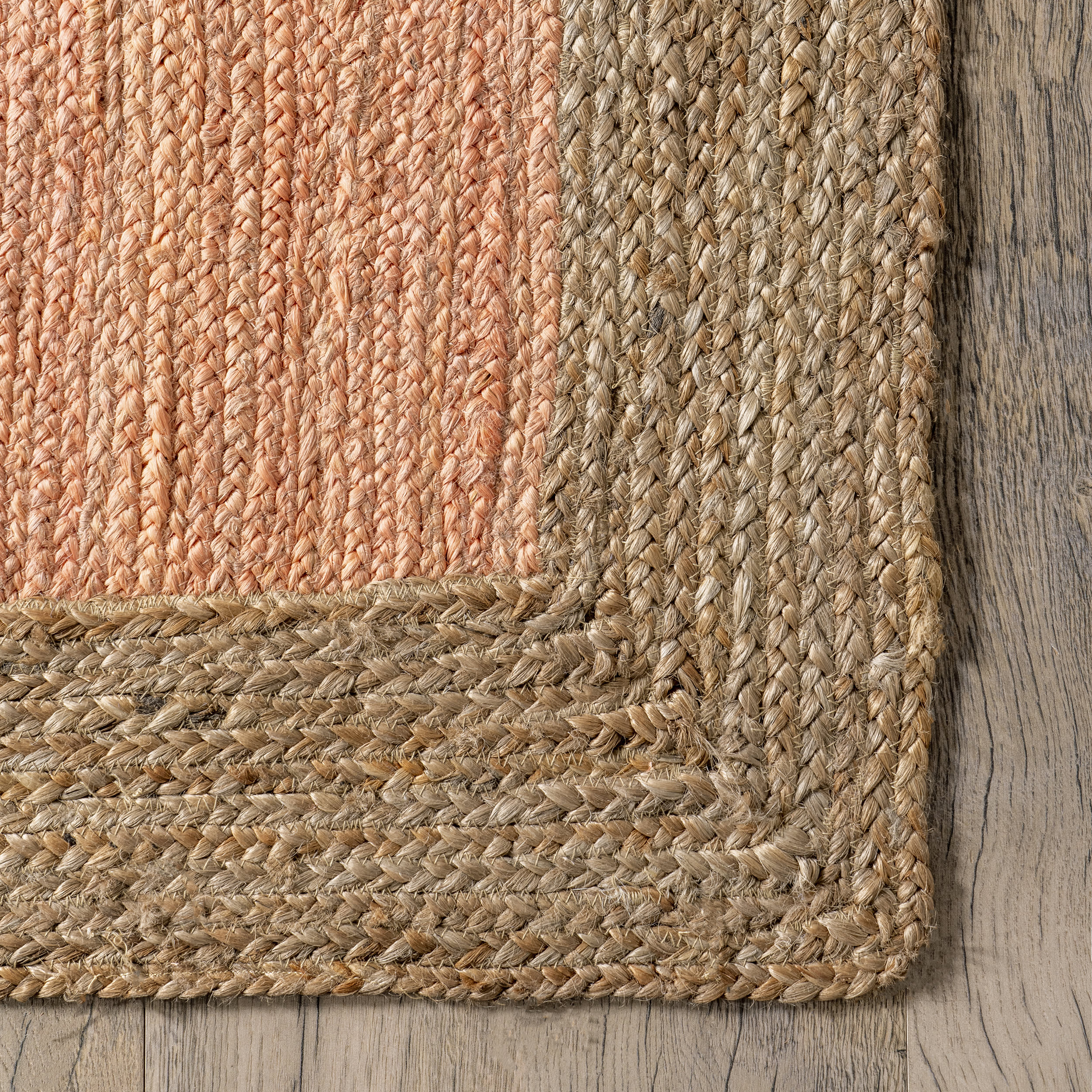 Jute Simple Border Rug | Peach - Image 3