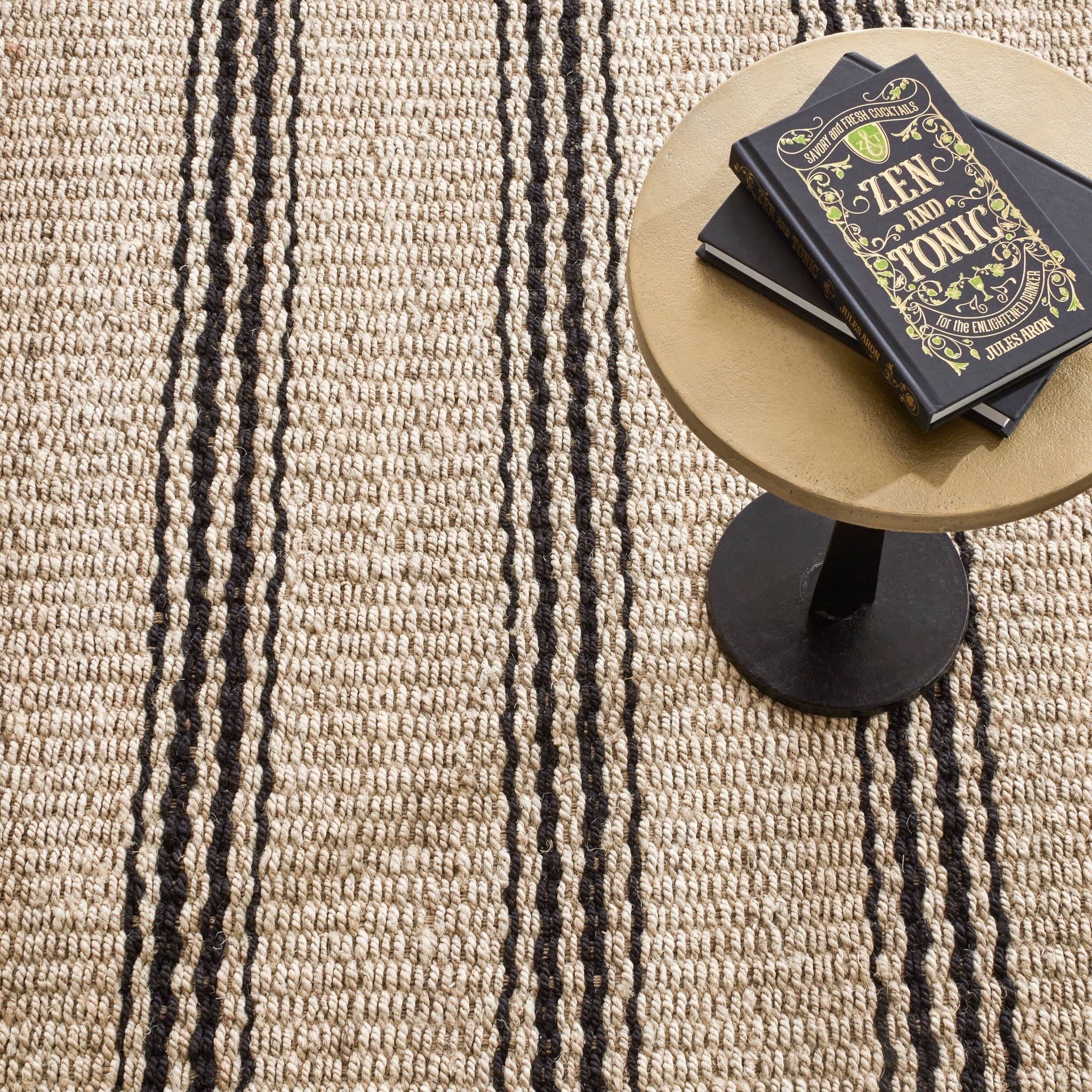 Jute Ticking Handwoven Jute Rug | Black - Image 3