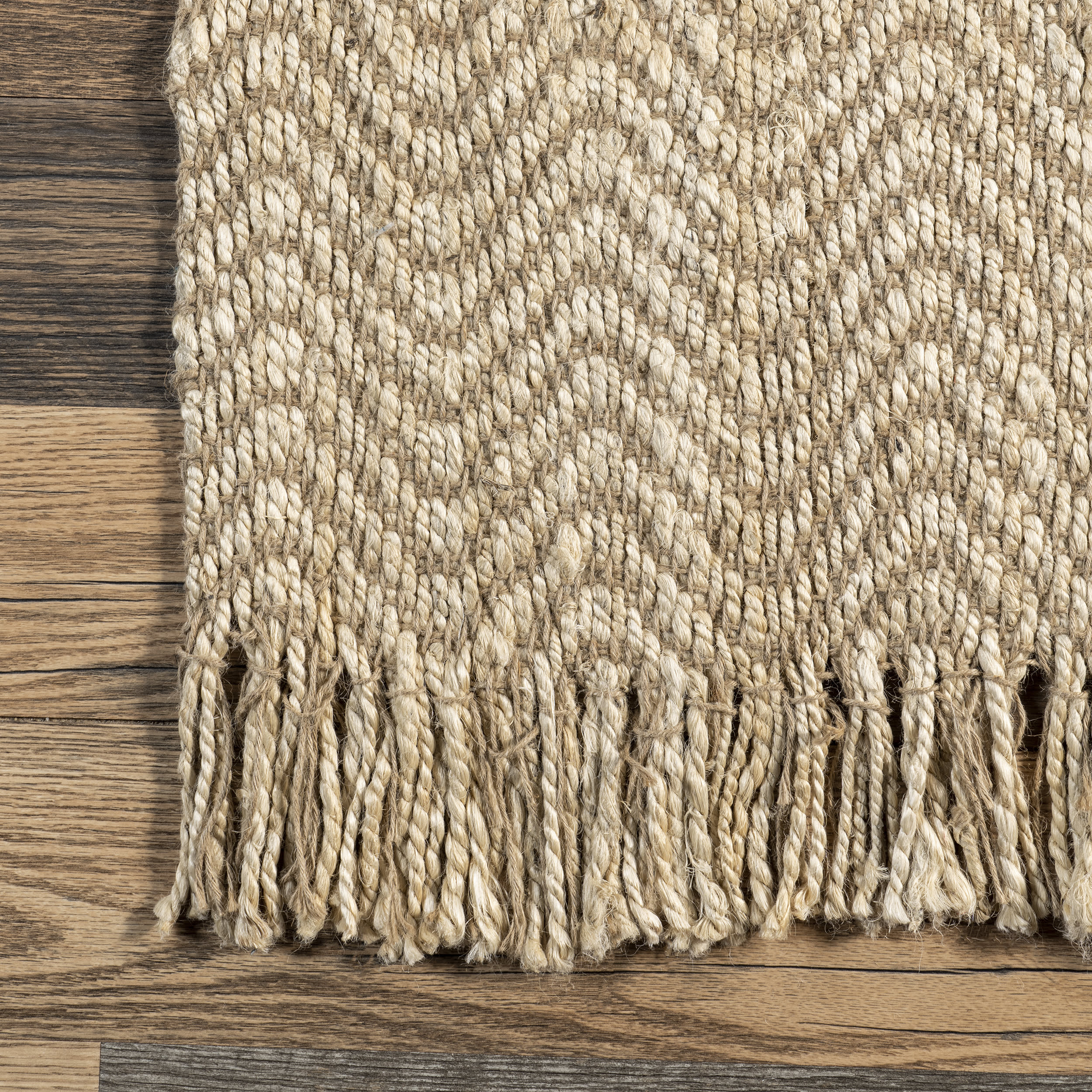 Jute Wavy Chevron With Tassel Rug | Natural - Image 3