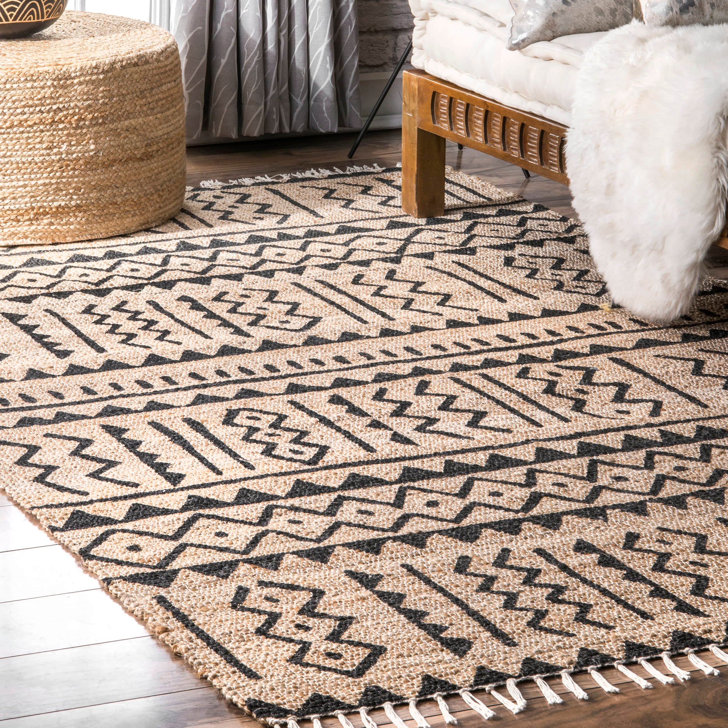 Jute-Blend Tasseled Rug | Natural - Image 2