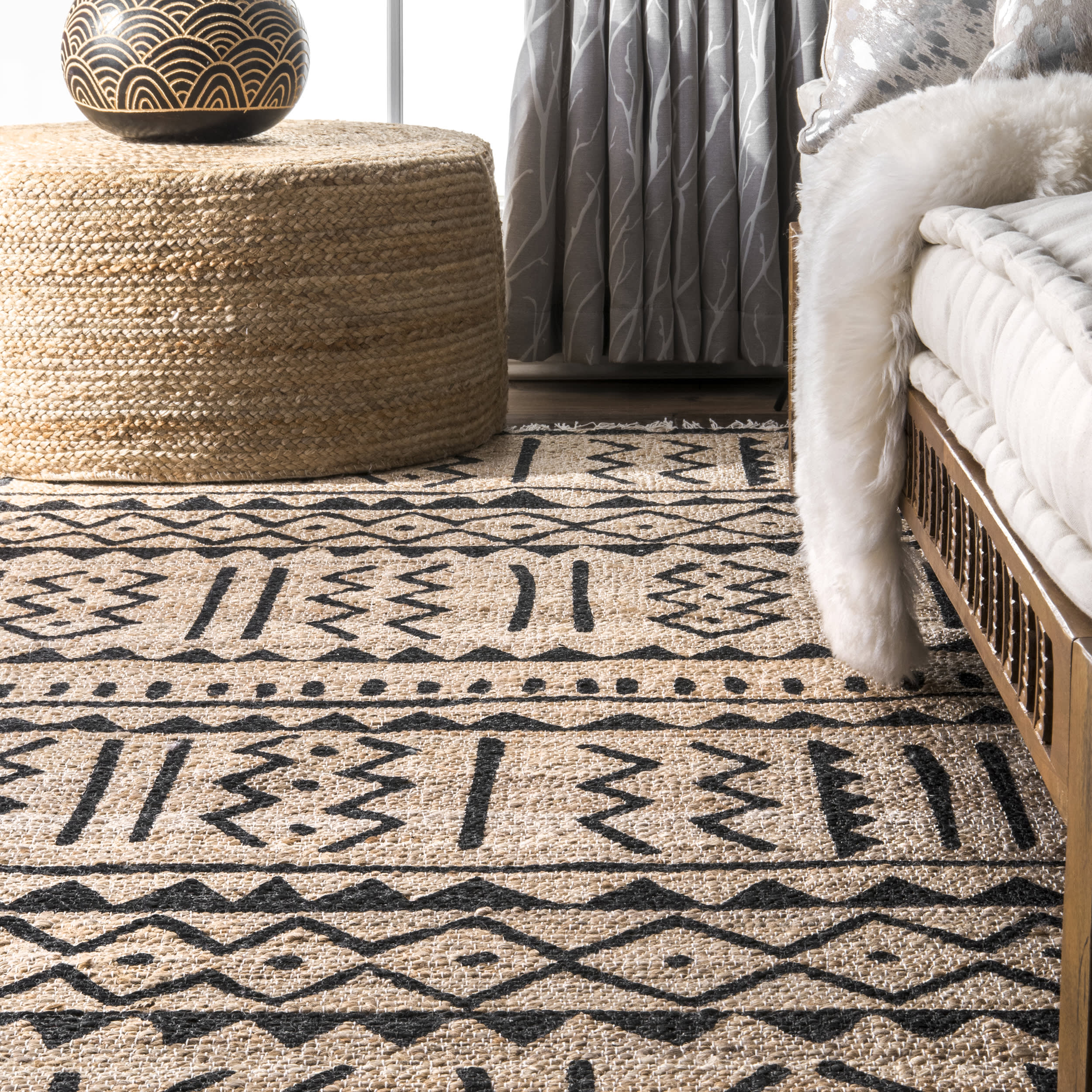 Jute-Blend Tasseled Rug | Natural - Image 4