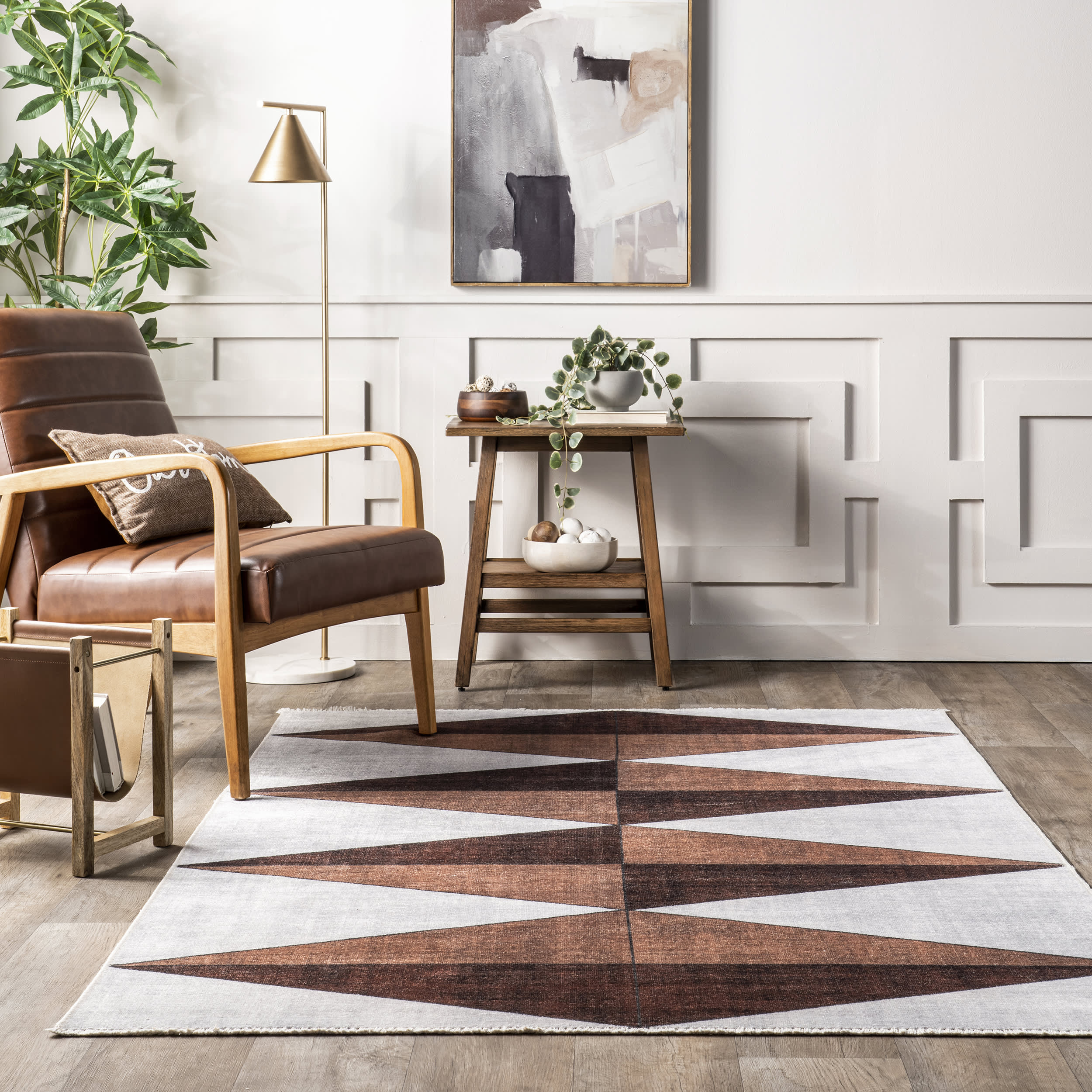 Kadie Washable Diamonds Rug | Brown - Image 4