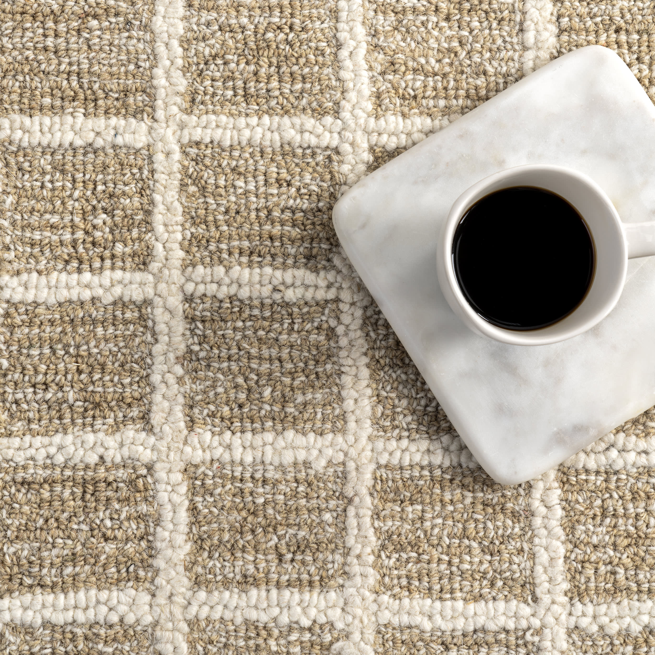 Kahlani Striped Checker Rug | Beige - Image 8