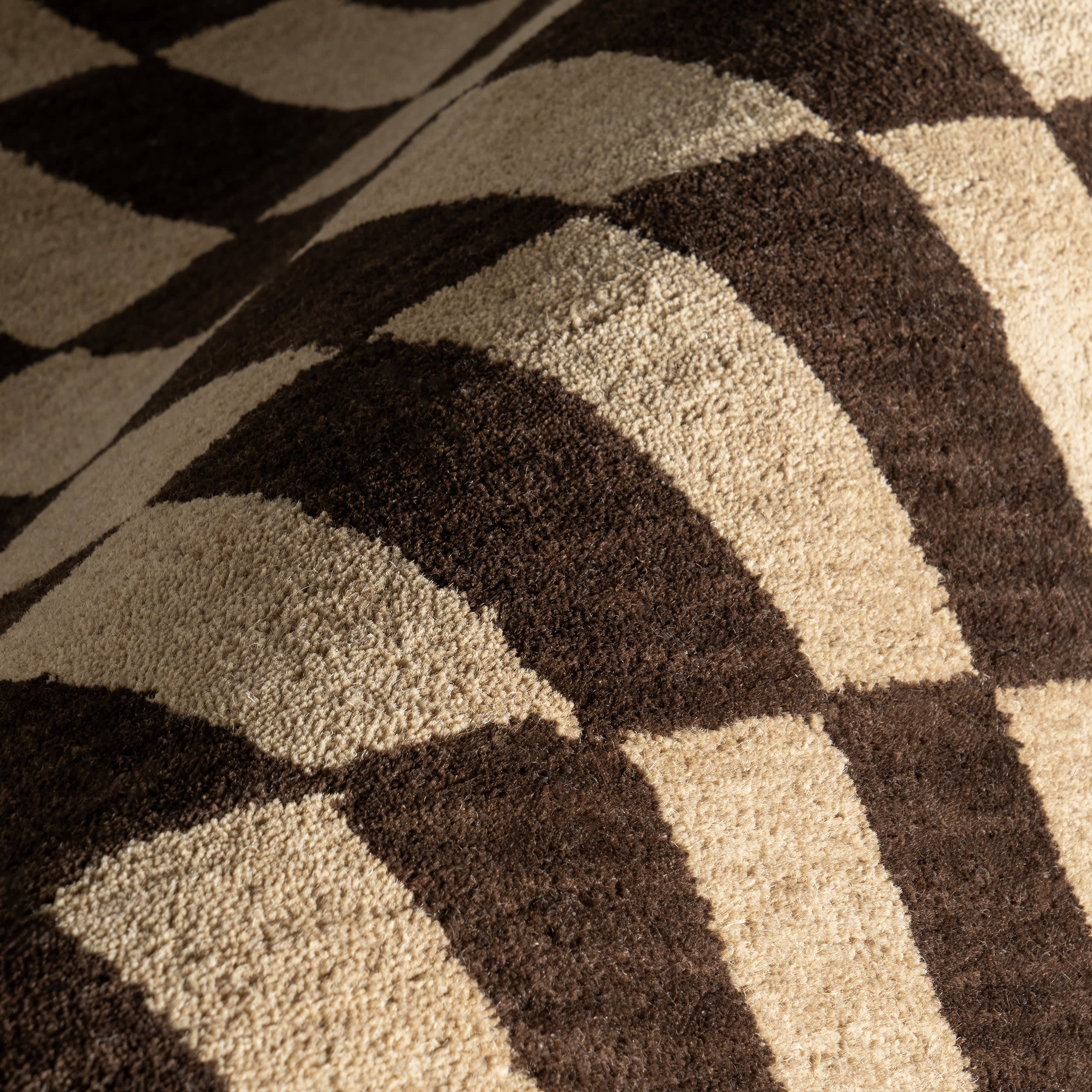 Kai Checkerboard Wool Rug | Dark Brown - Image 3