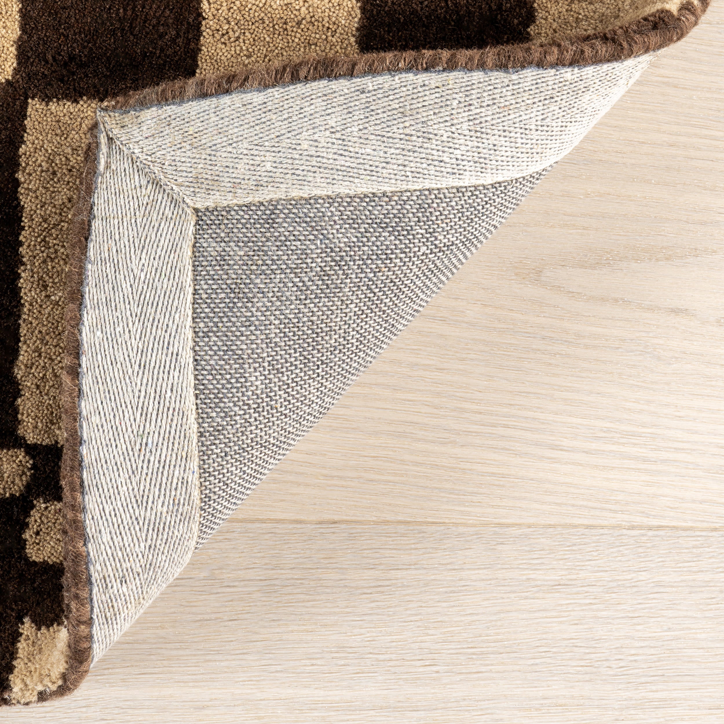 Kai Checkerboard Wool Rug | Dark Brown - Image 6