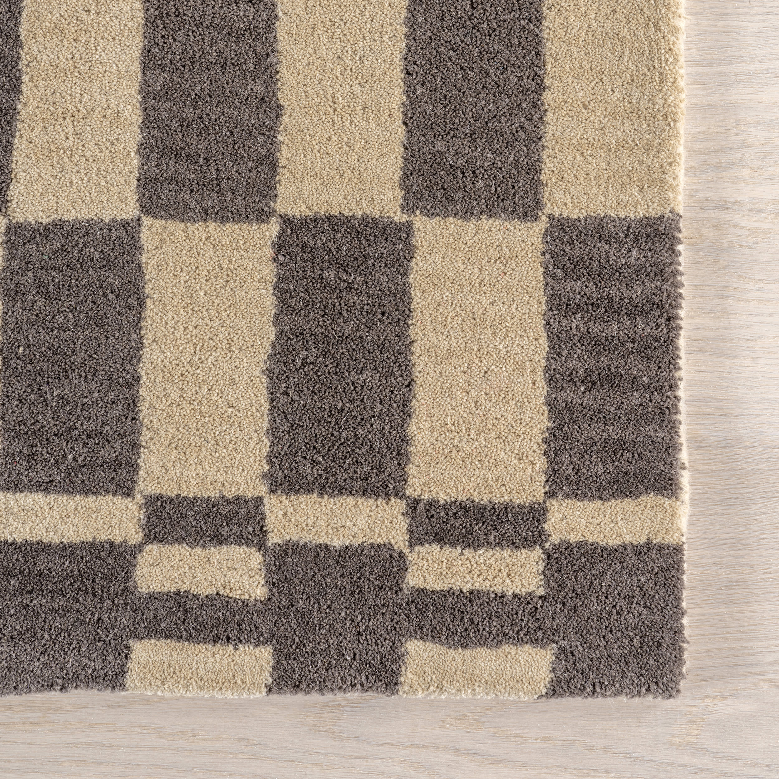 Kai Checkerboard Wool Rug | Grey - Image 4
