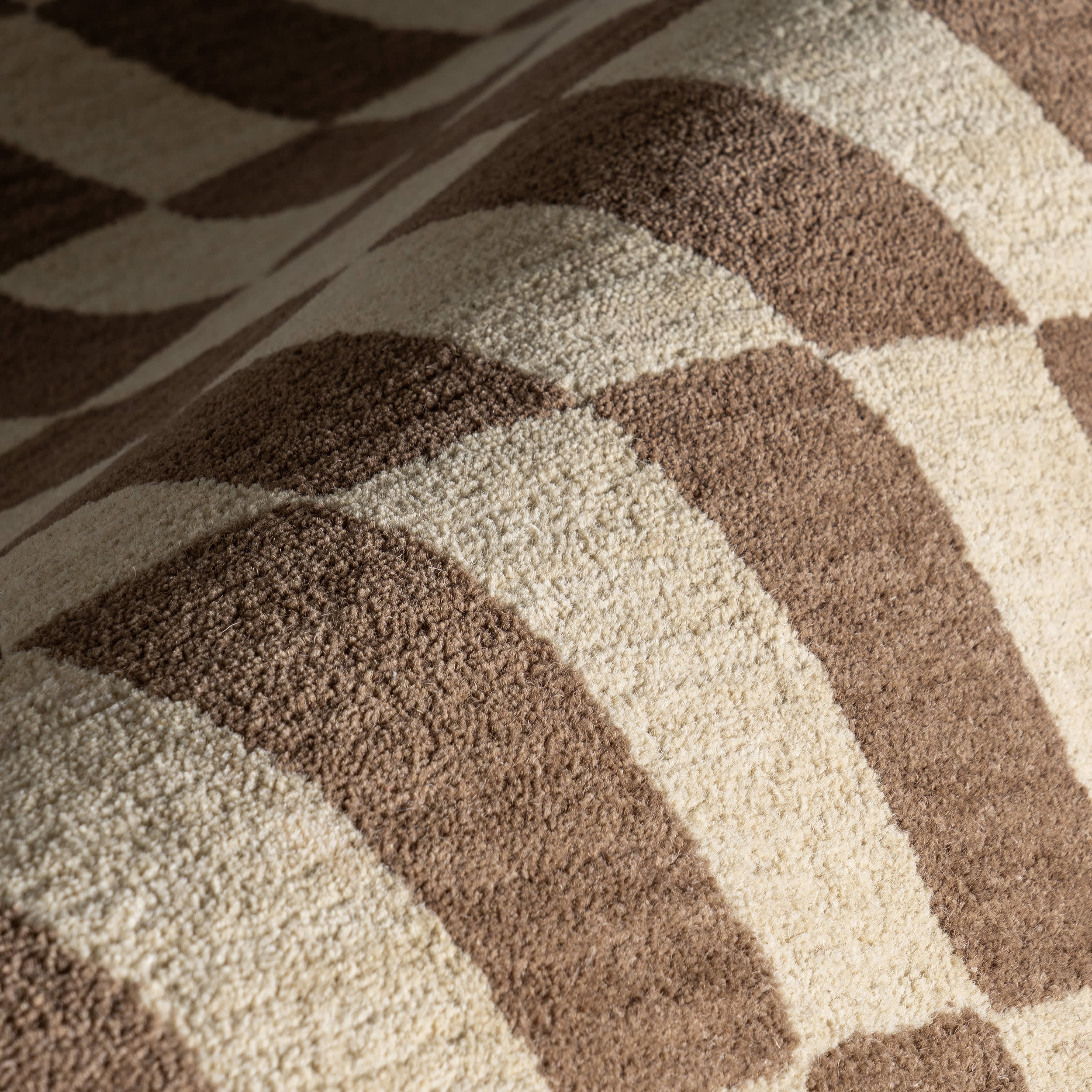 Kai Checkerboard Wool Rug | Mocha Brown - Image 3