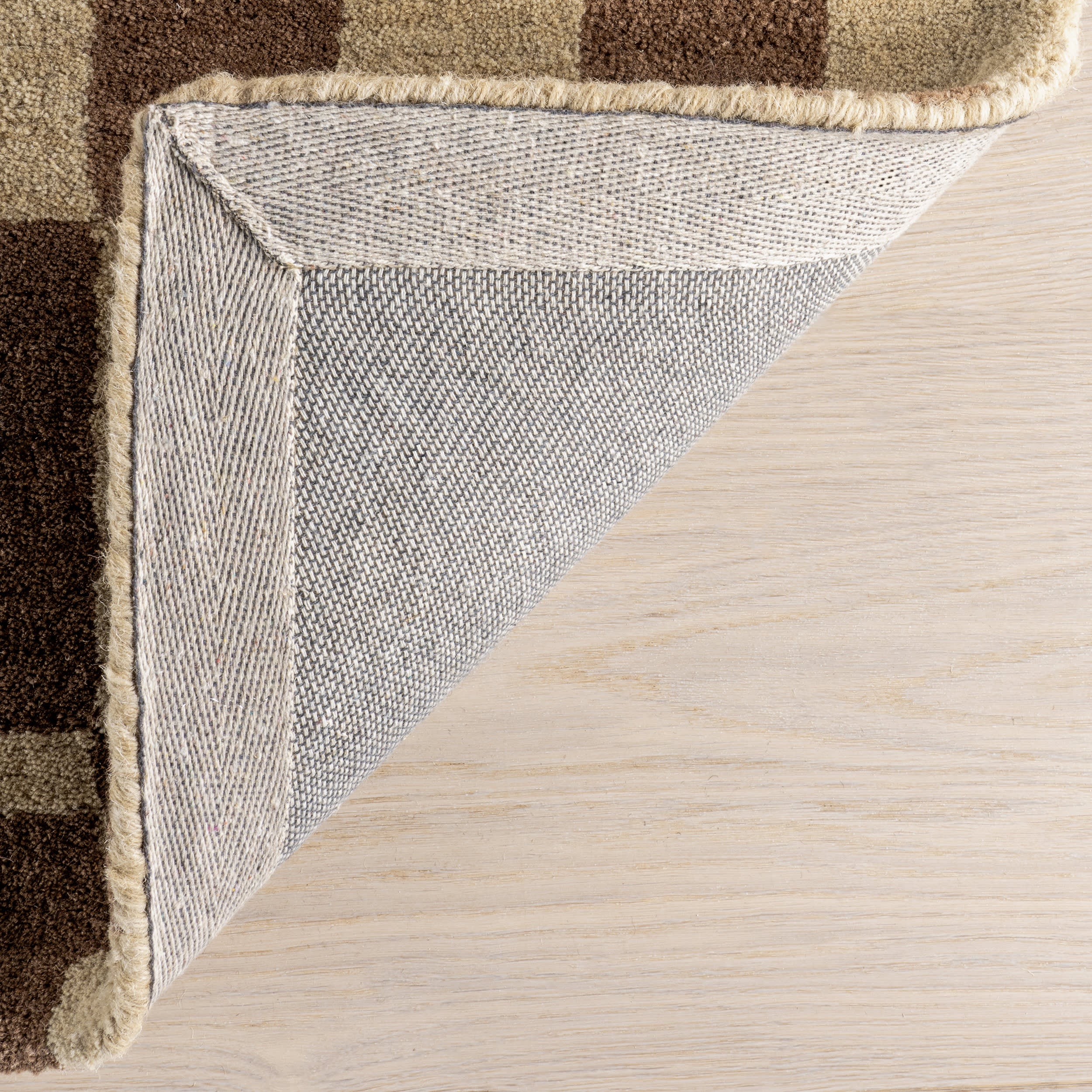 Kai Checkerboard Wool Rug | Mocha Brown - Image 6