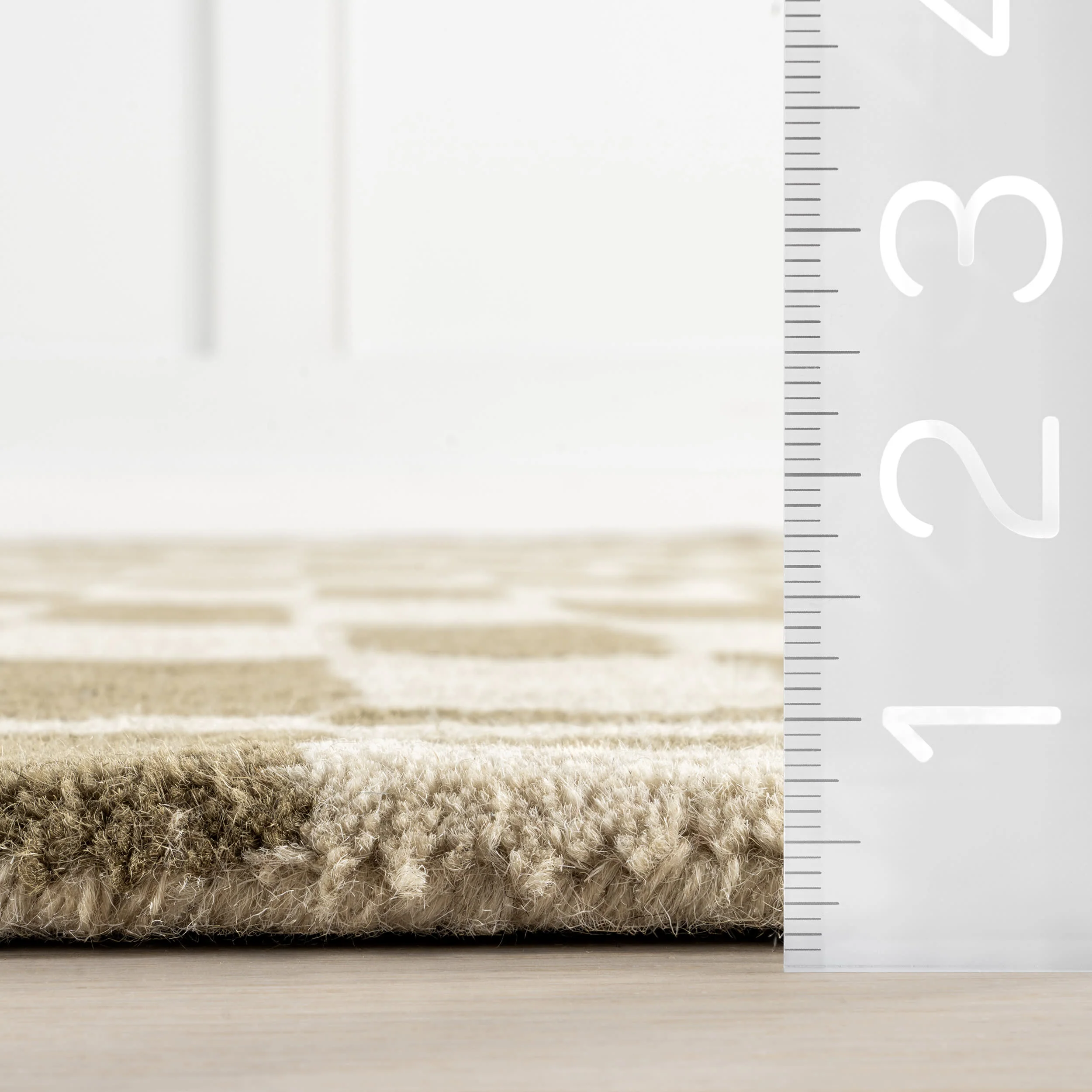 Kai Checkerboard Wool Rug | Olive - Image 5