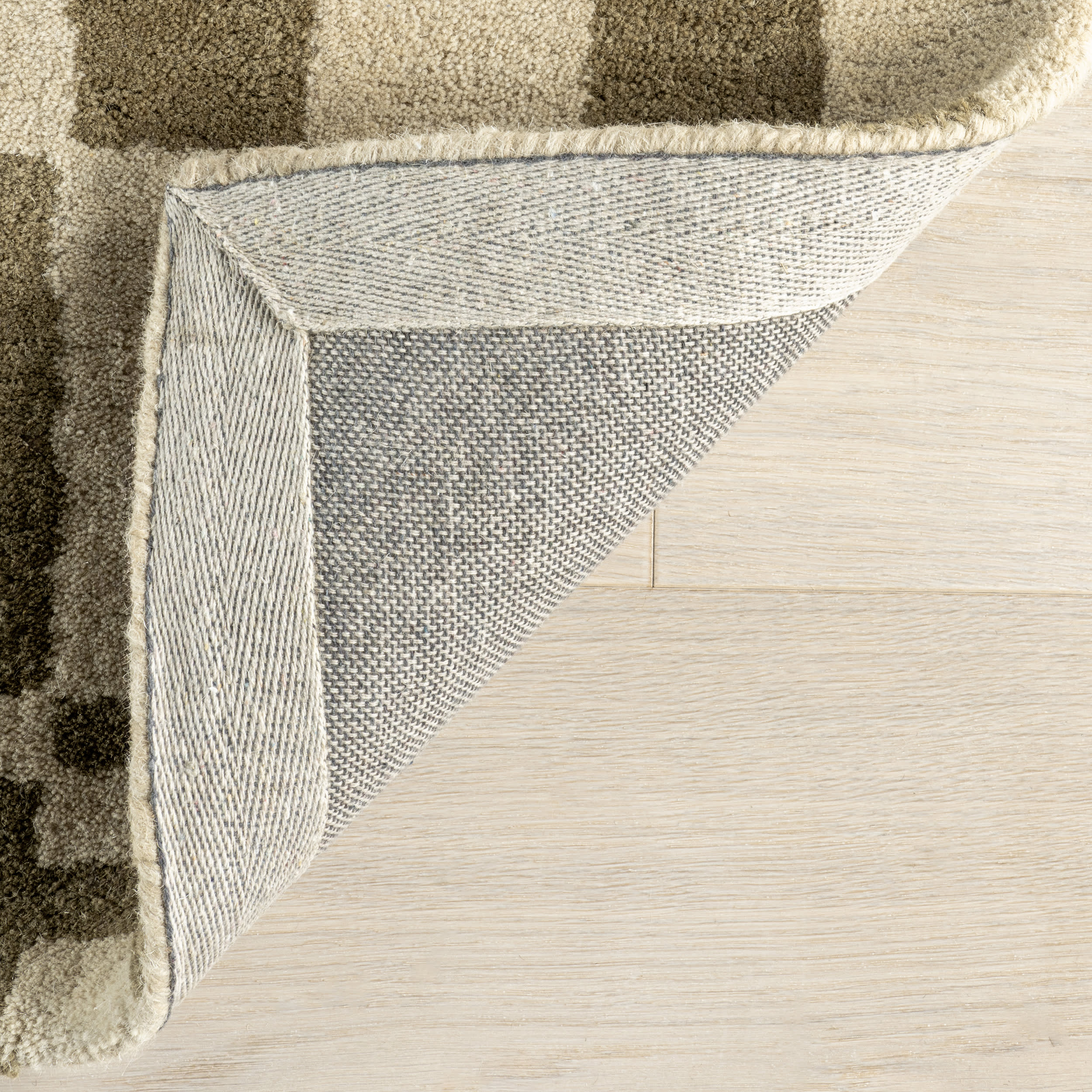 Kai Checkerboard Wool Rug | Olive - Image 6