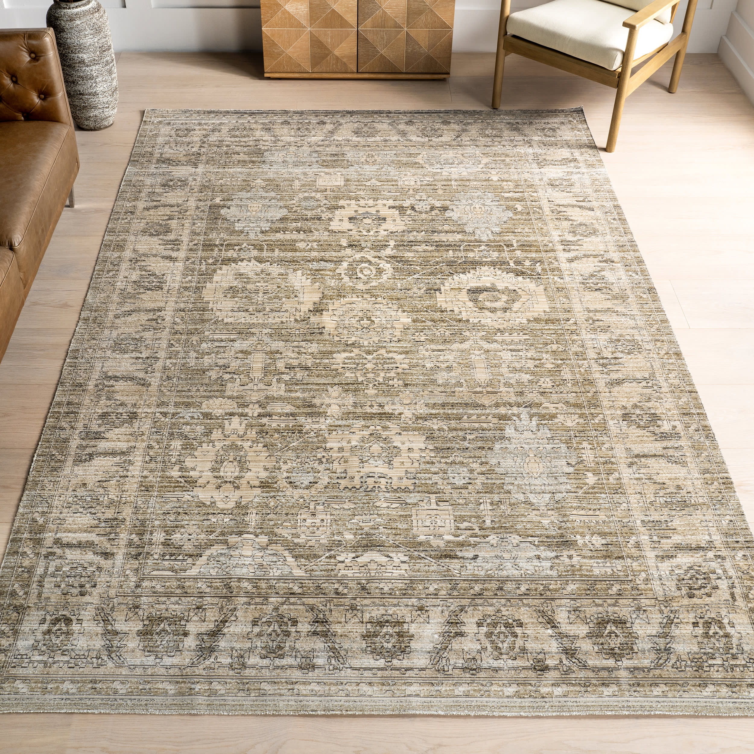 Bryony Medallion Indoor/Outdoor Area Rug | Light Grey - Image 2
